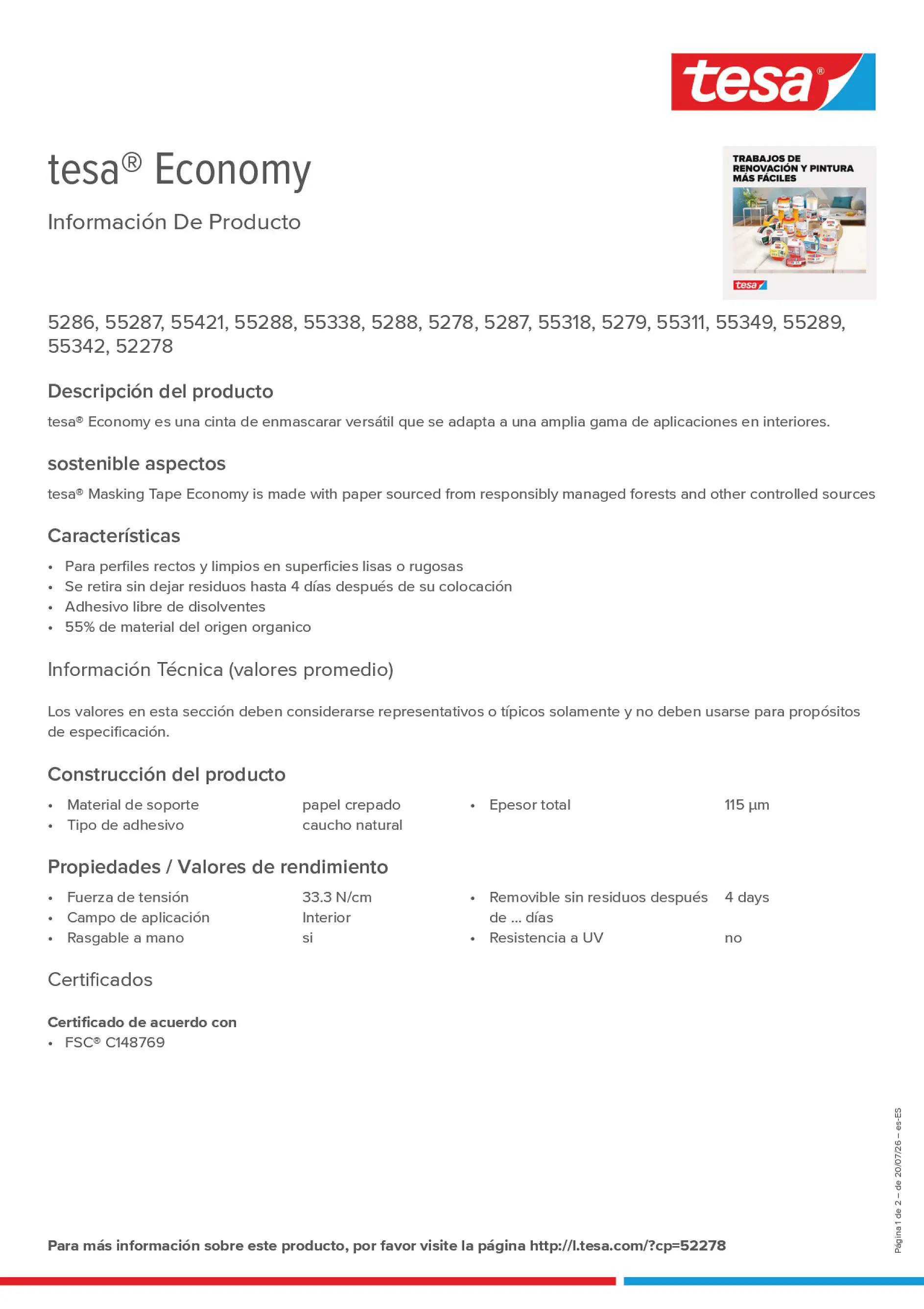Product information_tesa® 52278_es-ES