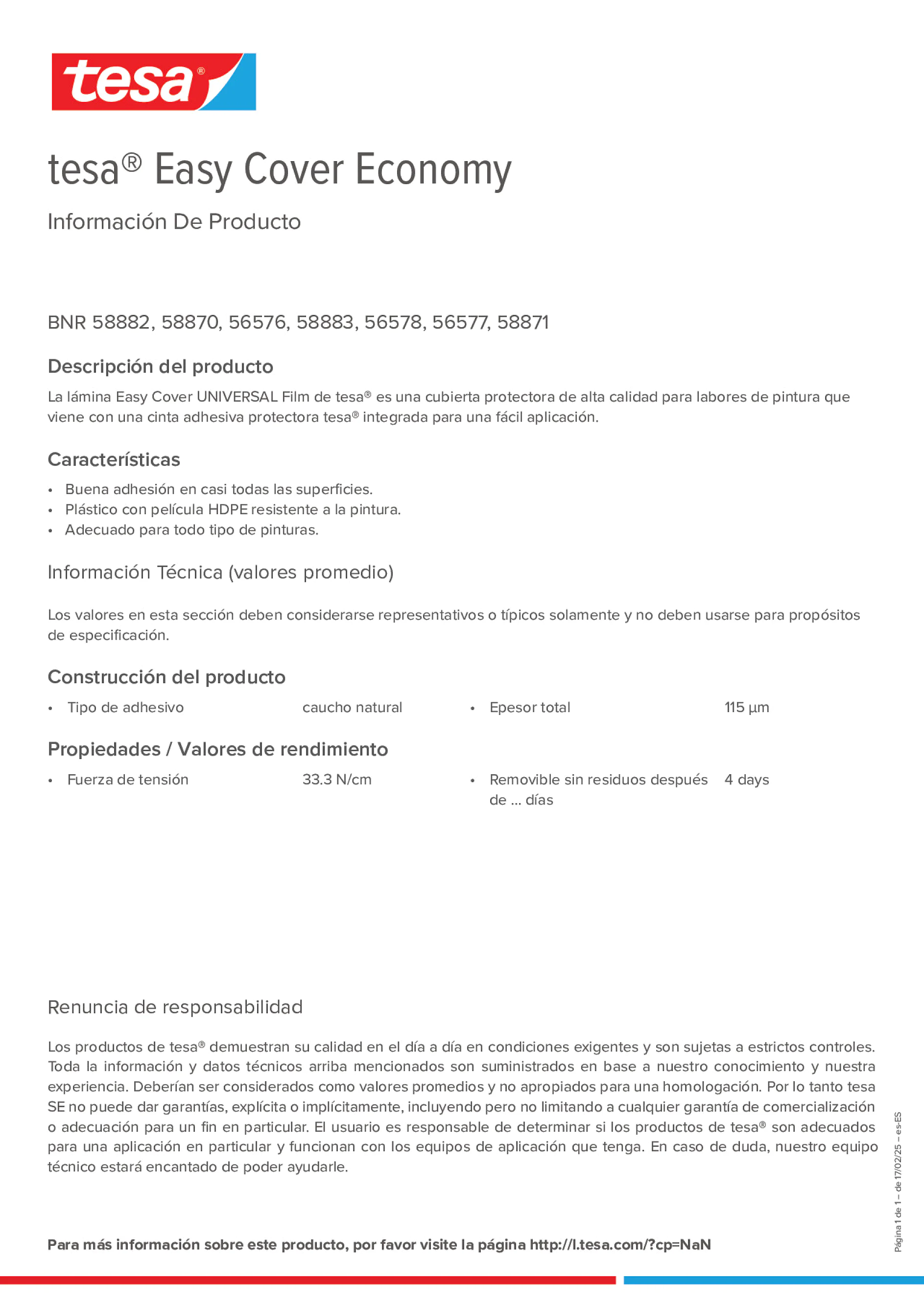 Product information_tesa® Easy Cover 58882_es-ES