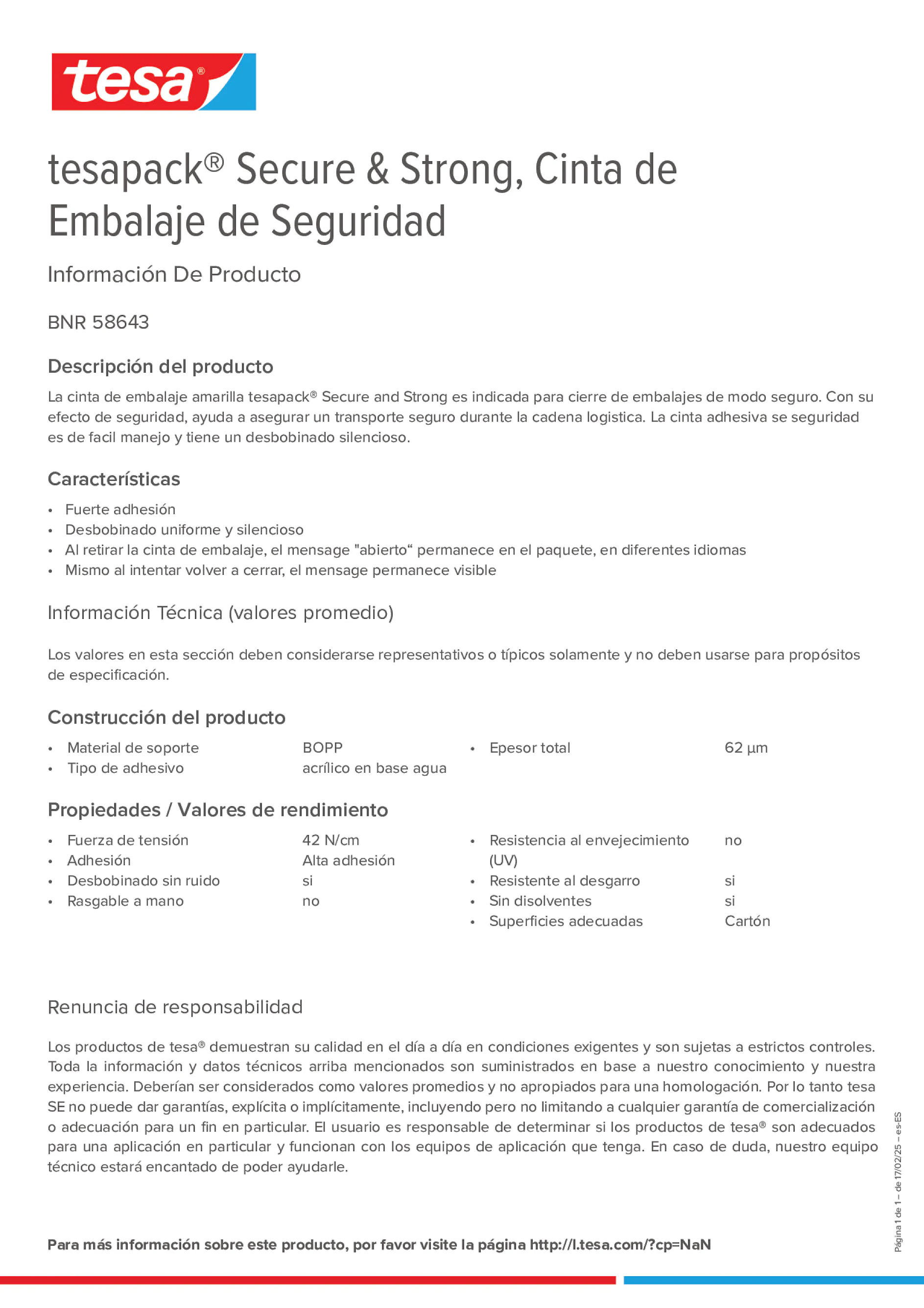 Product information_tesapack® 58643_es-ES