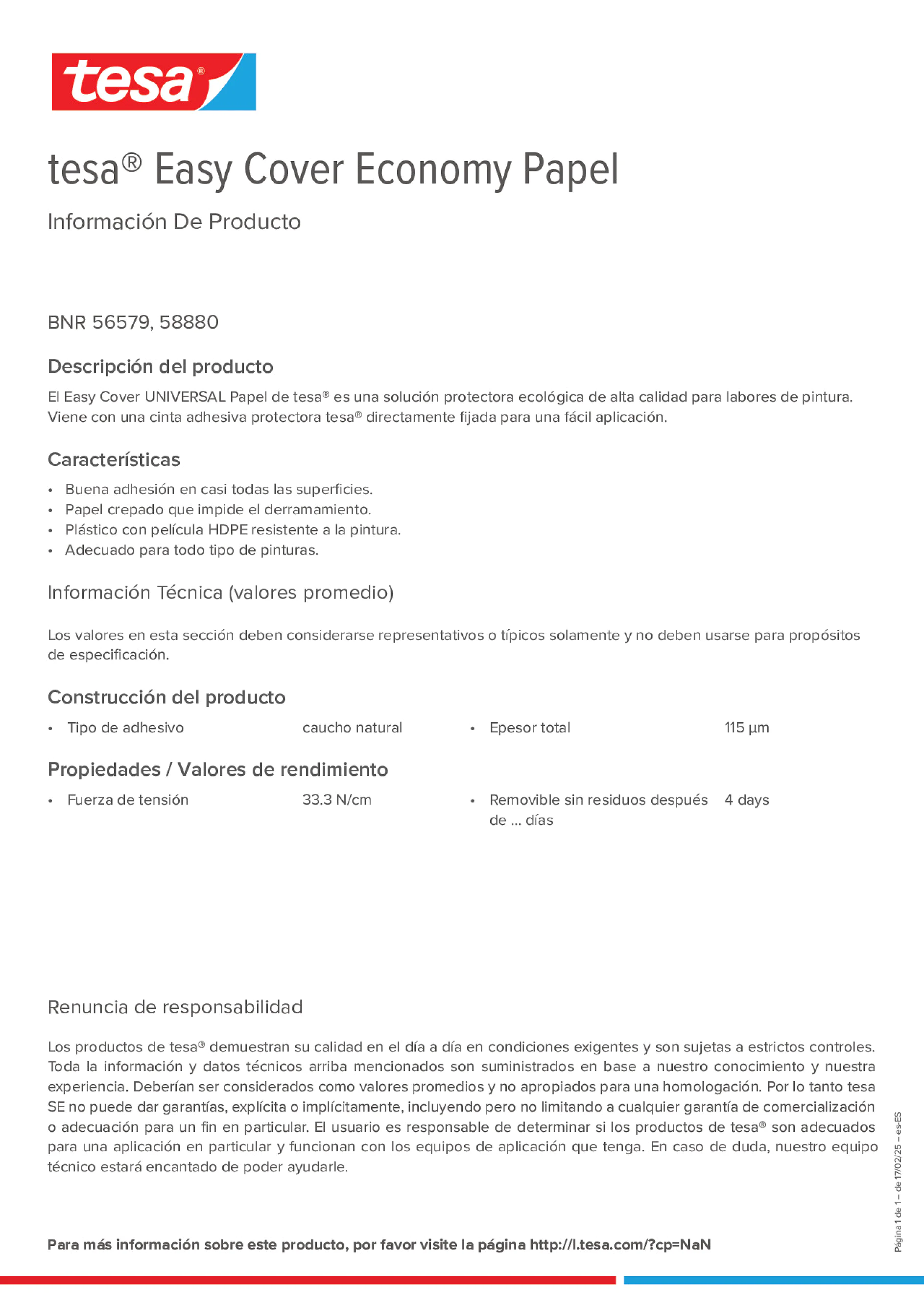 Product information_tesa® Easy Cover 58880_es-ES