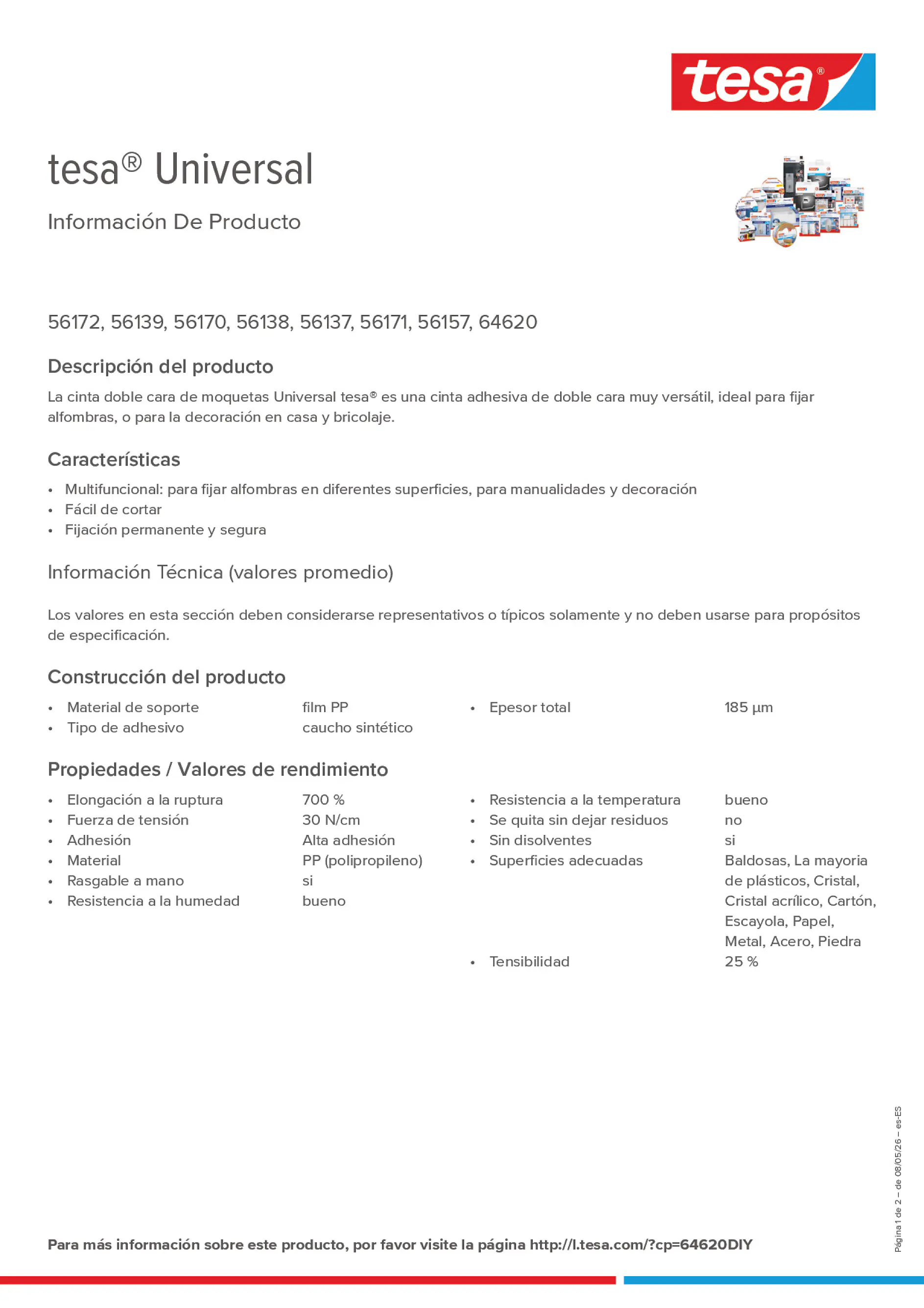 Product information_tesa® 64620DIY_es-ES