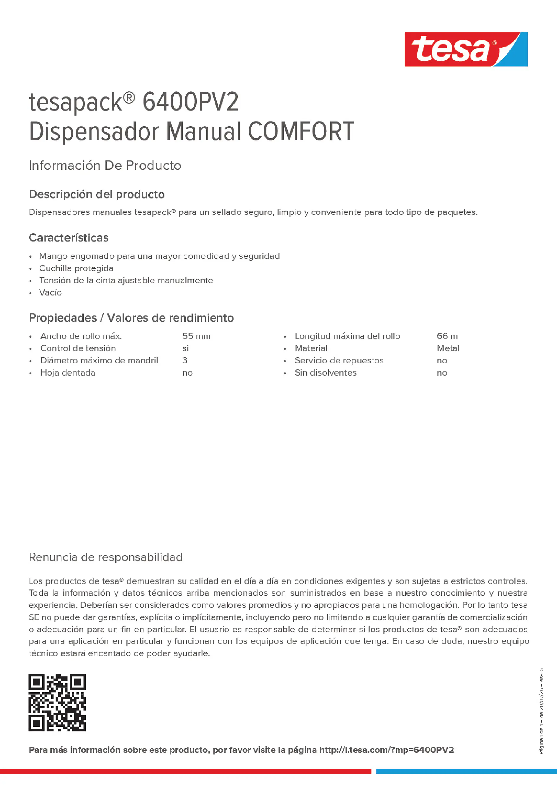 Product information_tesapack® 6400PV2_es-ES