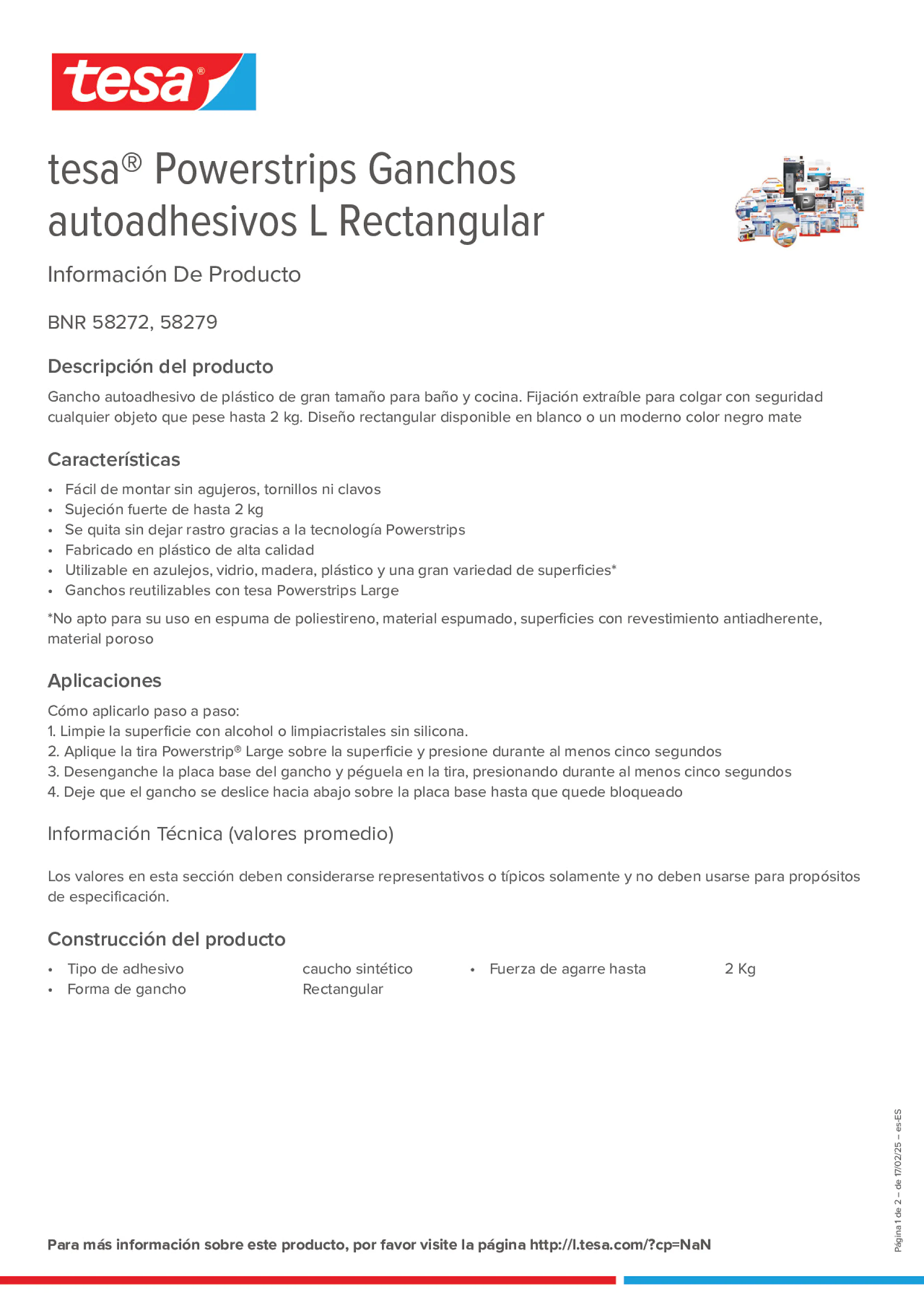 Product information_tesa® Powerstrips 58272_es-ES