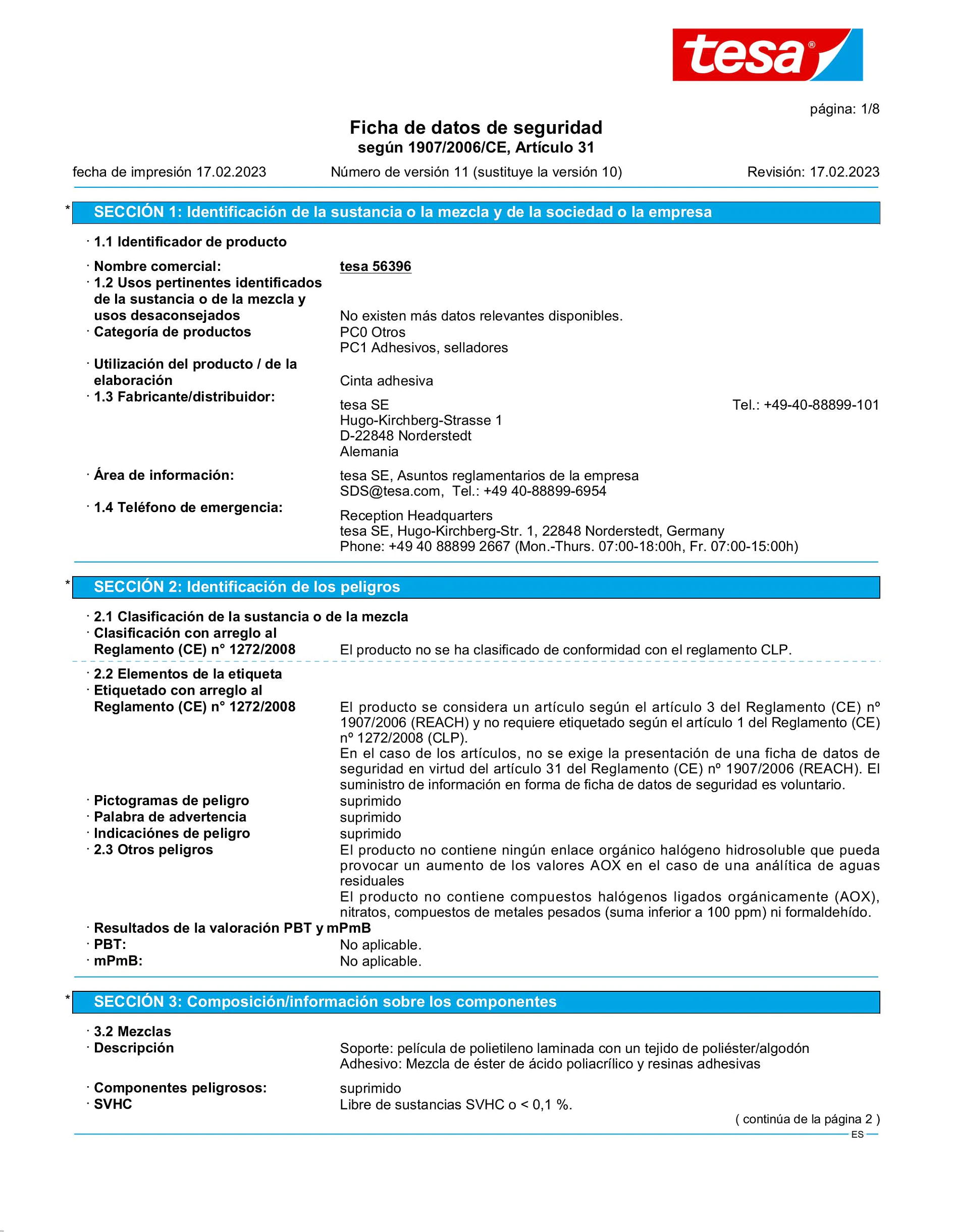 Safety data sheet_tesa® extra Power 56348_es-ES_v11