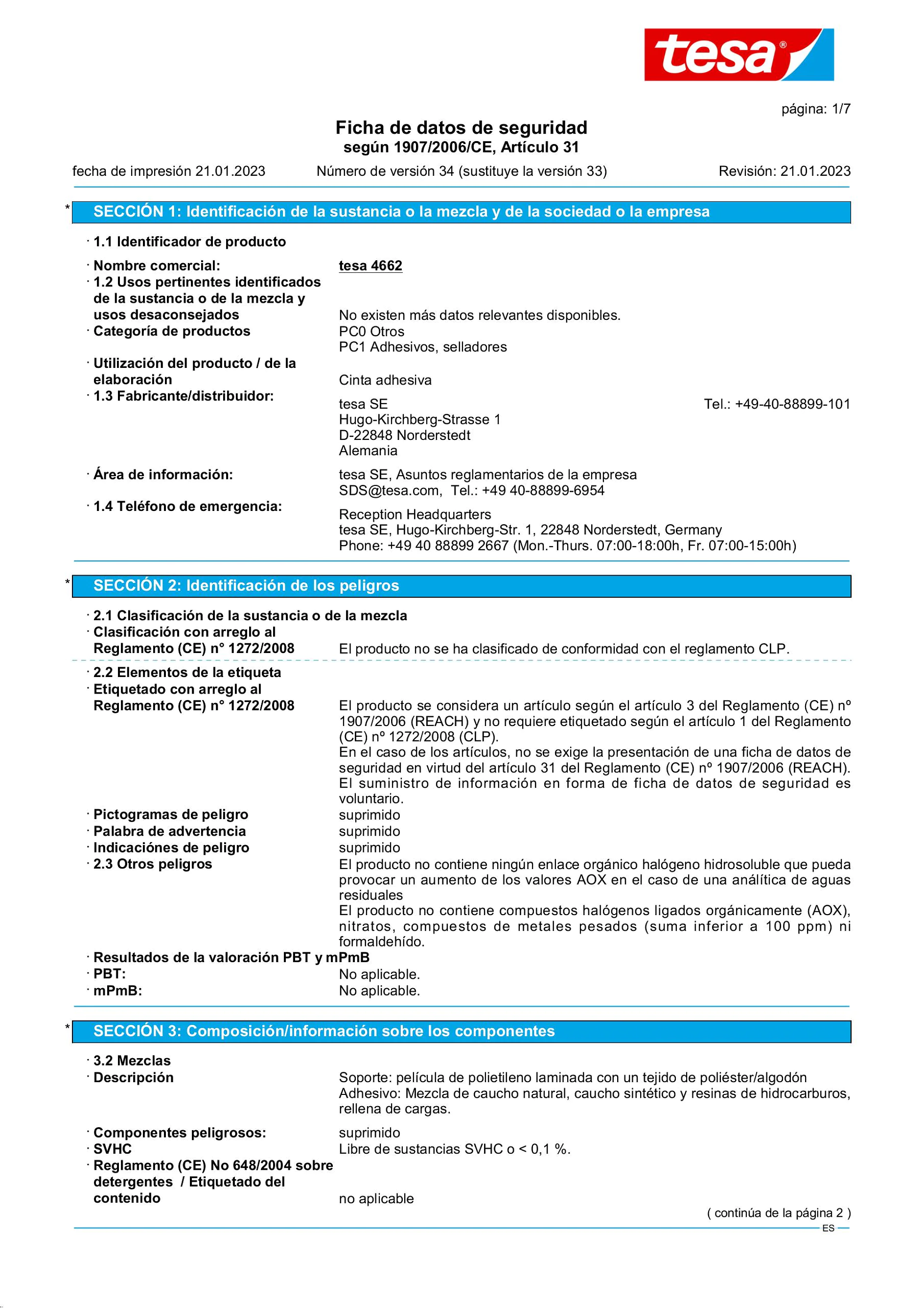 Safety data sheet_tesa® Professional 4662_es-ES_v34