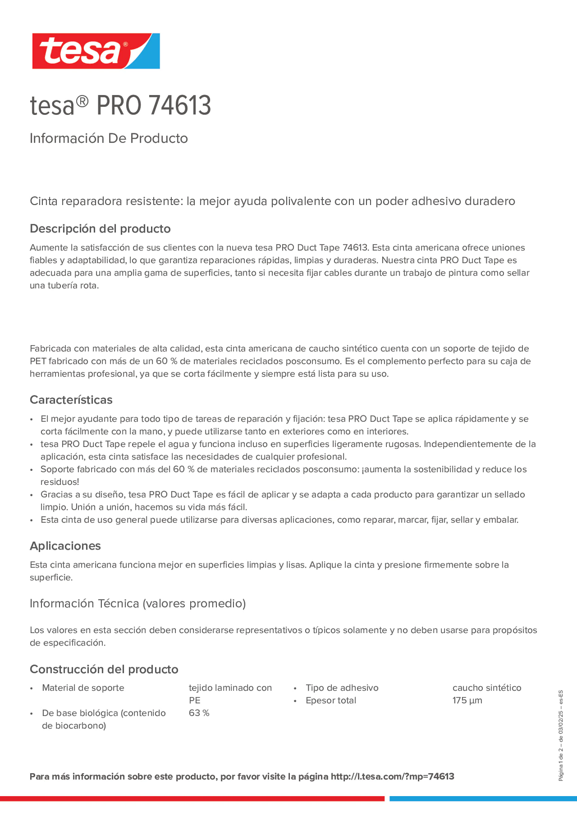 Product information_tesa® PRO 74613_es-ES