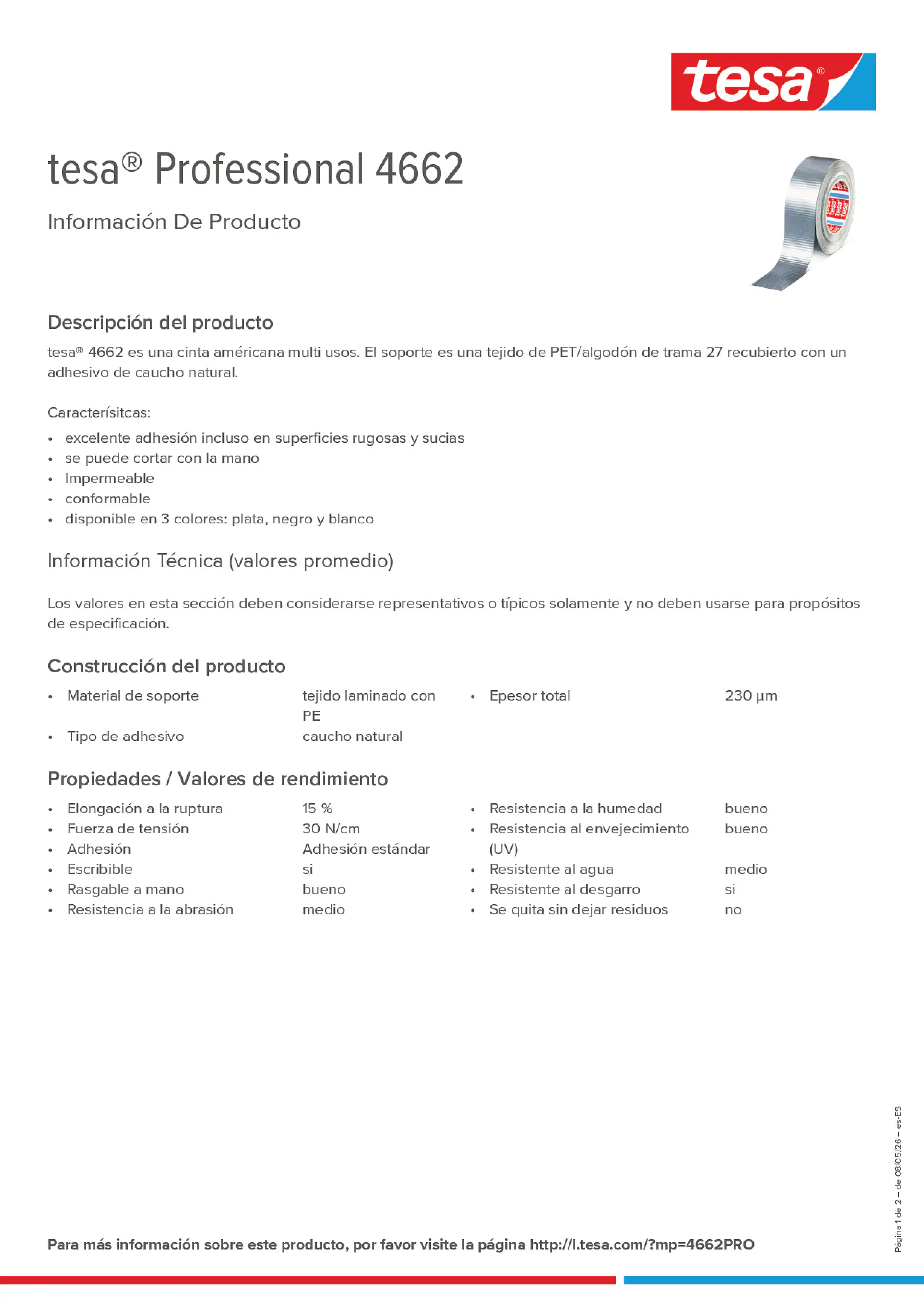 Product information_tesa® Professional 4662_es-ES