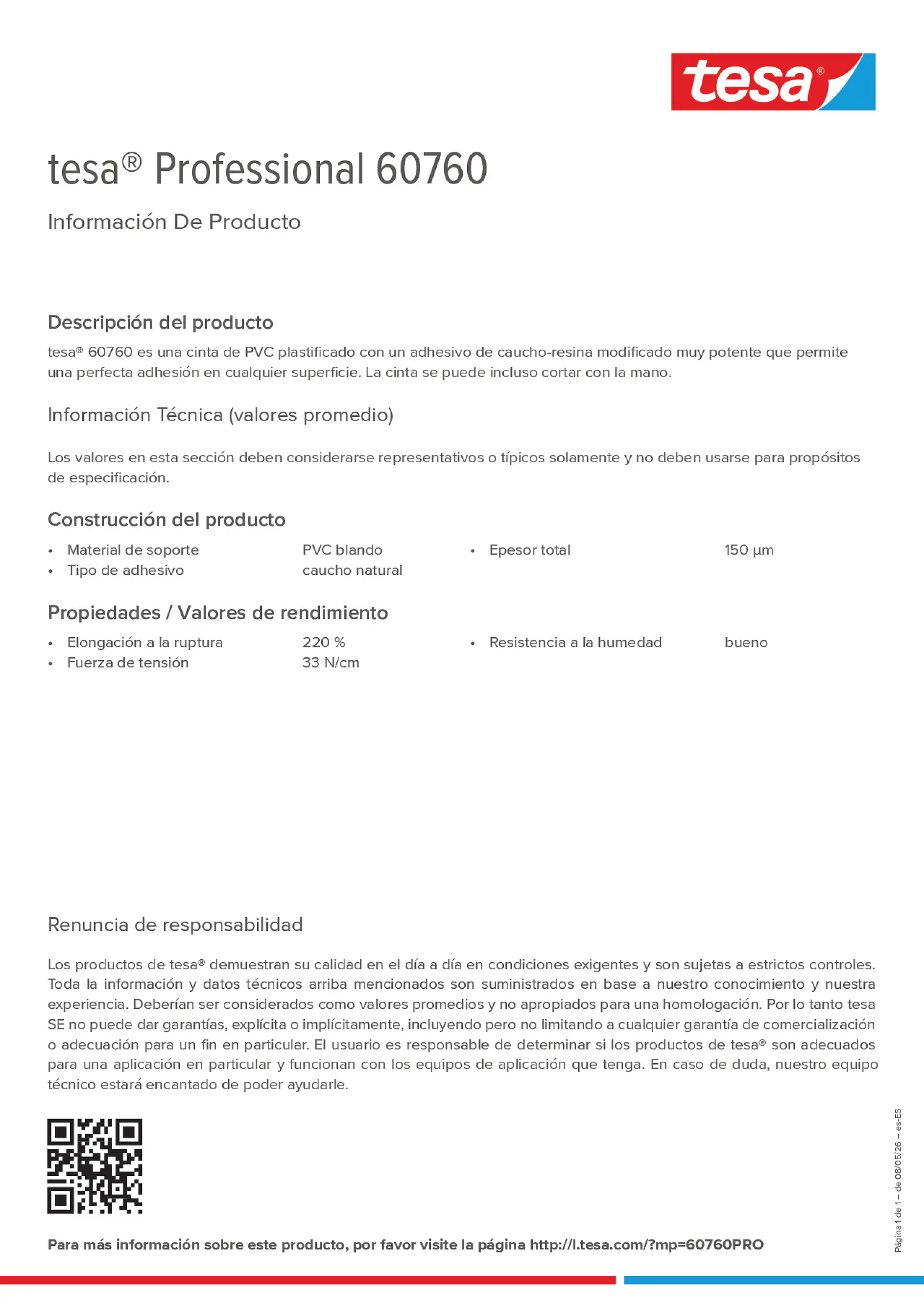 Product information_tesa® Professional 60760_es-ES