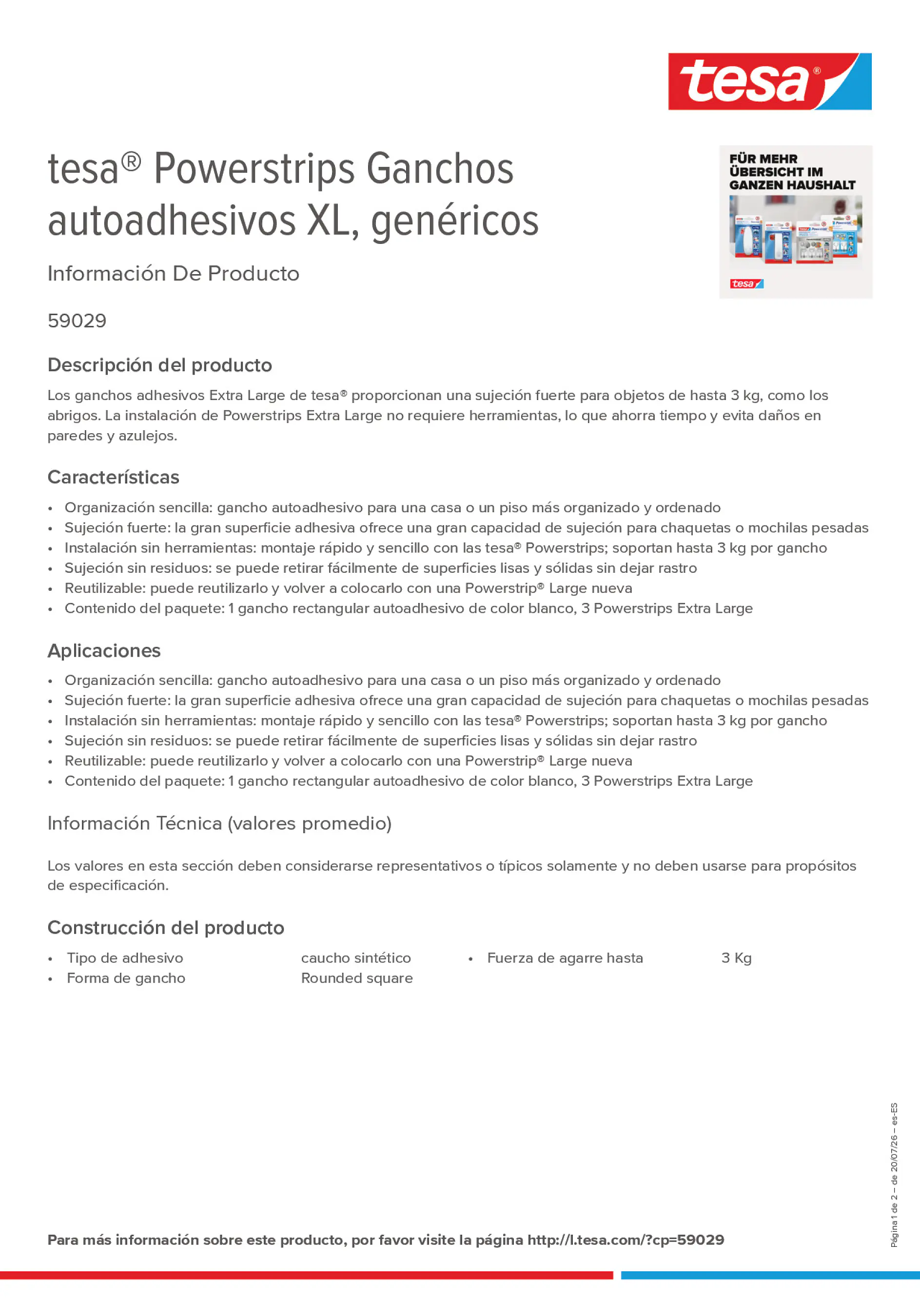 Product information_tesa® Powerstrips 59029_es-ES
