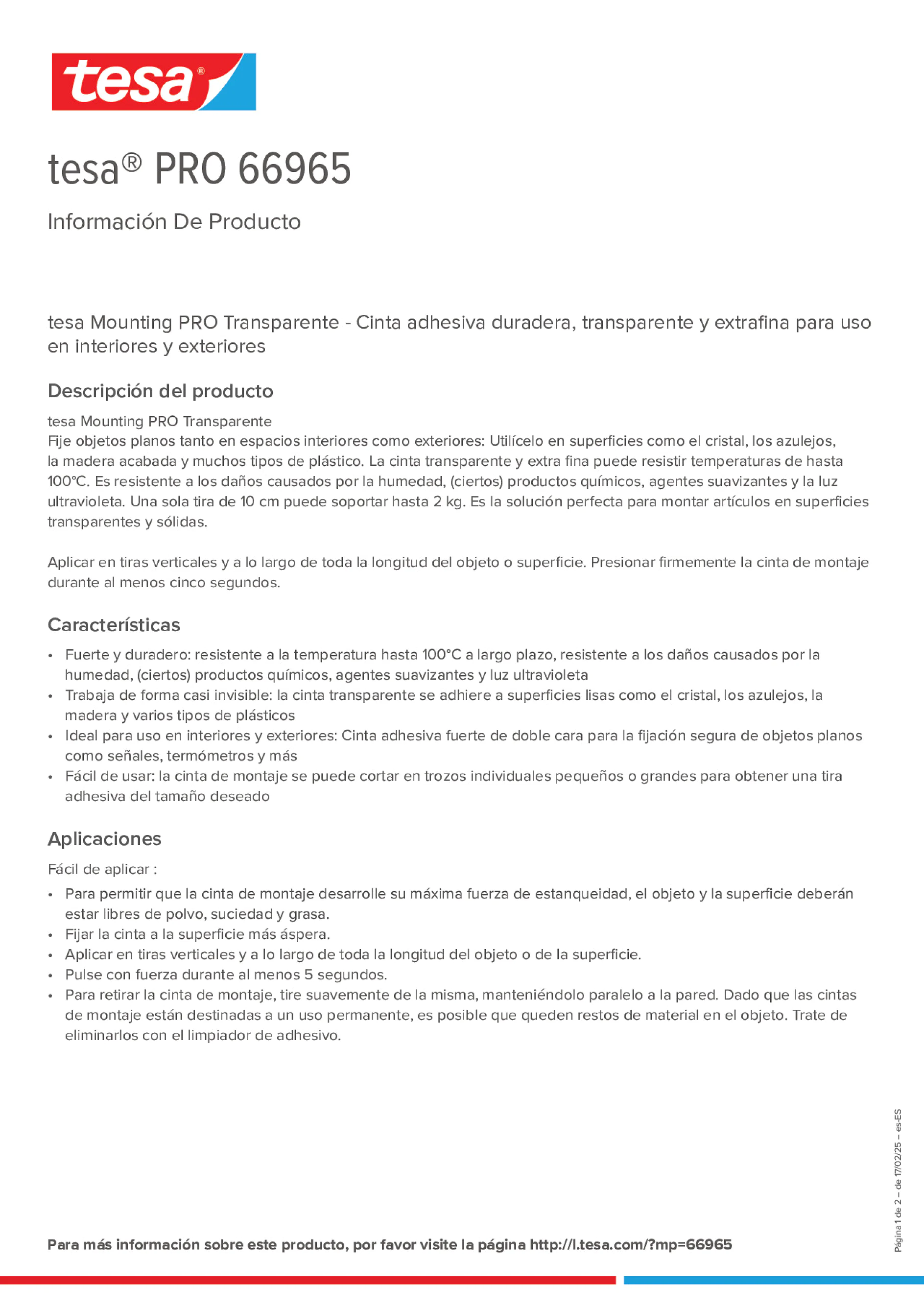 Product information_tesa® PRO 66965_es-ES
