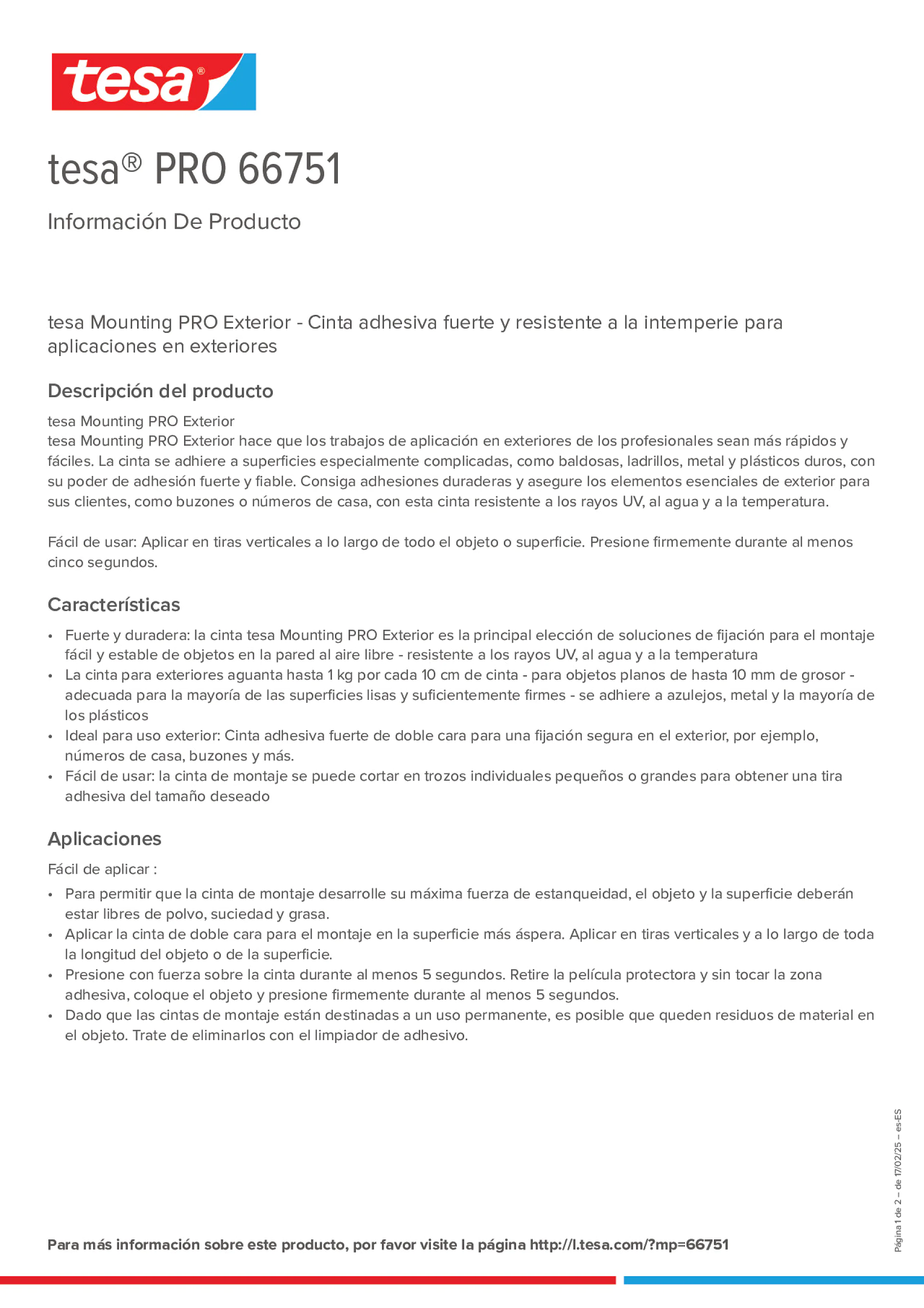Product information_tesa® PRO 66751_es-ES