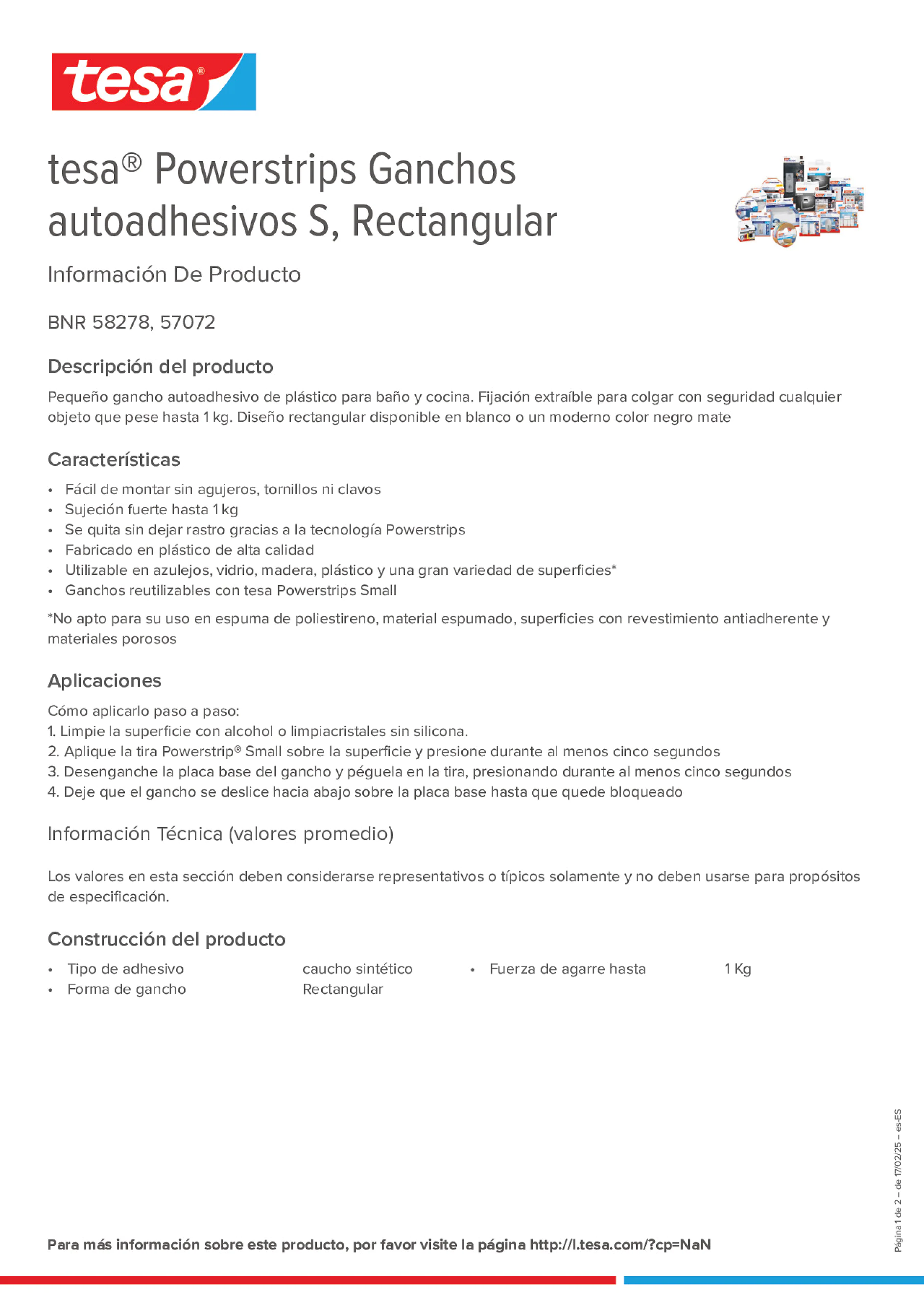 Product information_tesa® Powerstrips 58278_es-ES