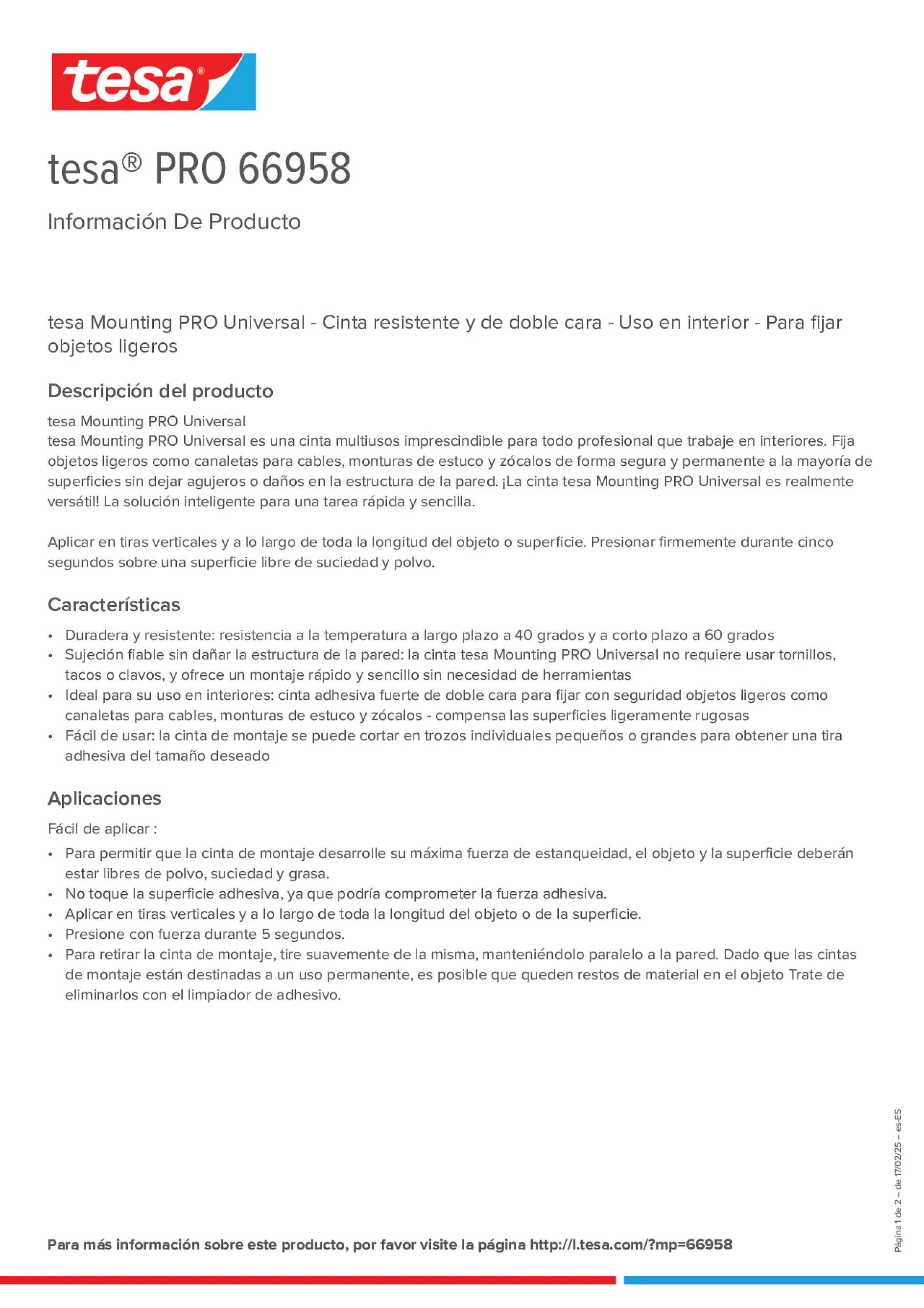 Product information_tesa® PRO 66958_es-ES