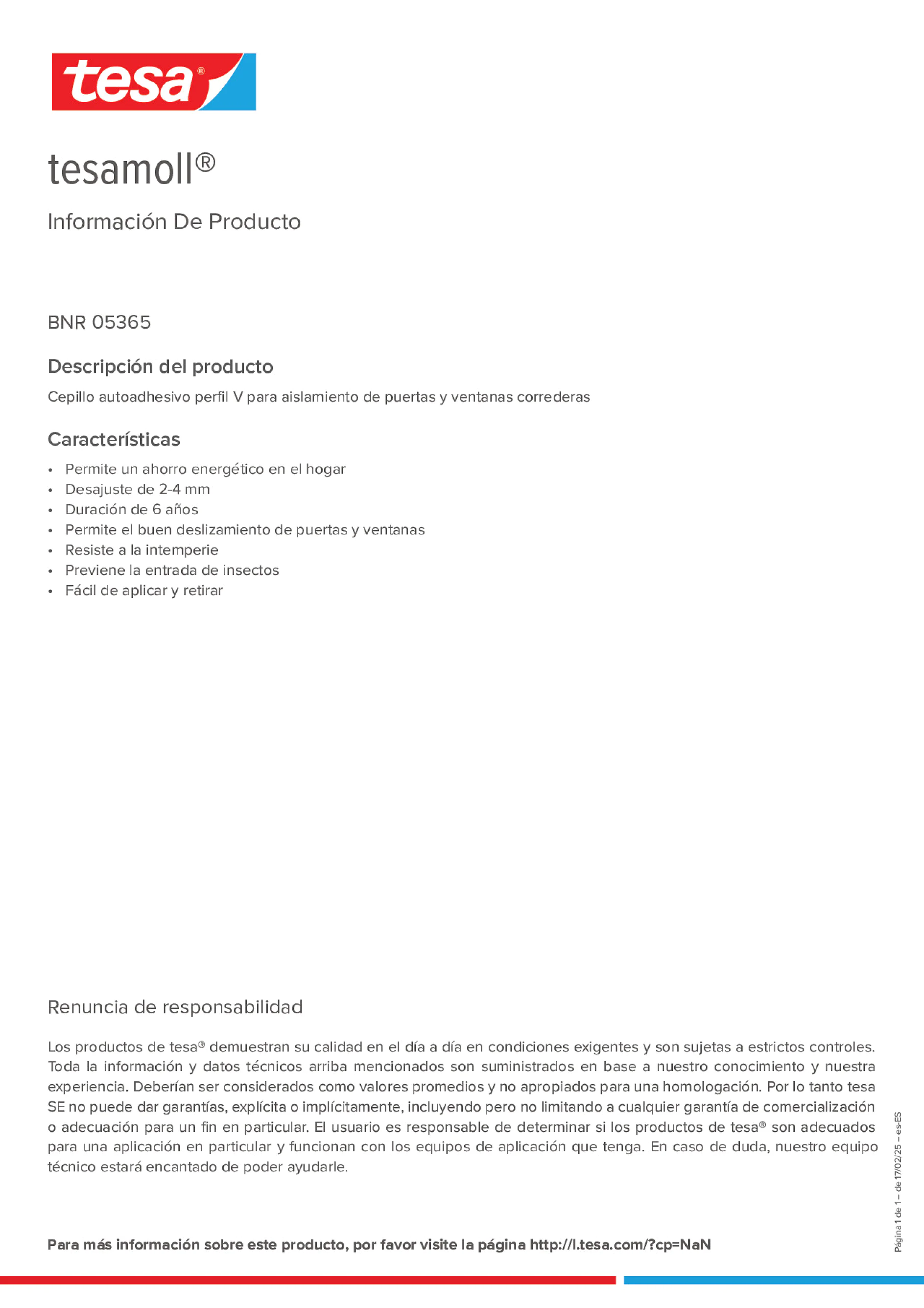 Product information_tesamoll® 05365_es-ES