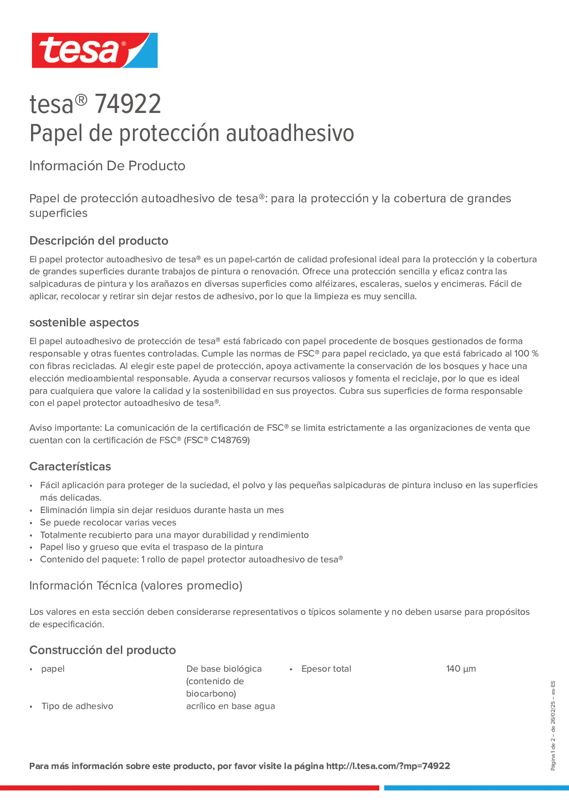 Product information_tesa® 74922_es-ES