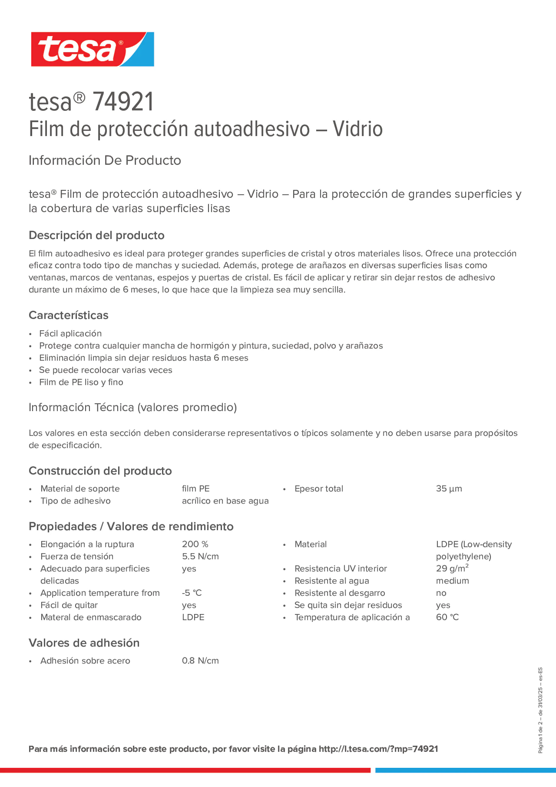 Product information_tesa® 74921_es-ES