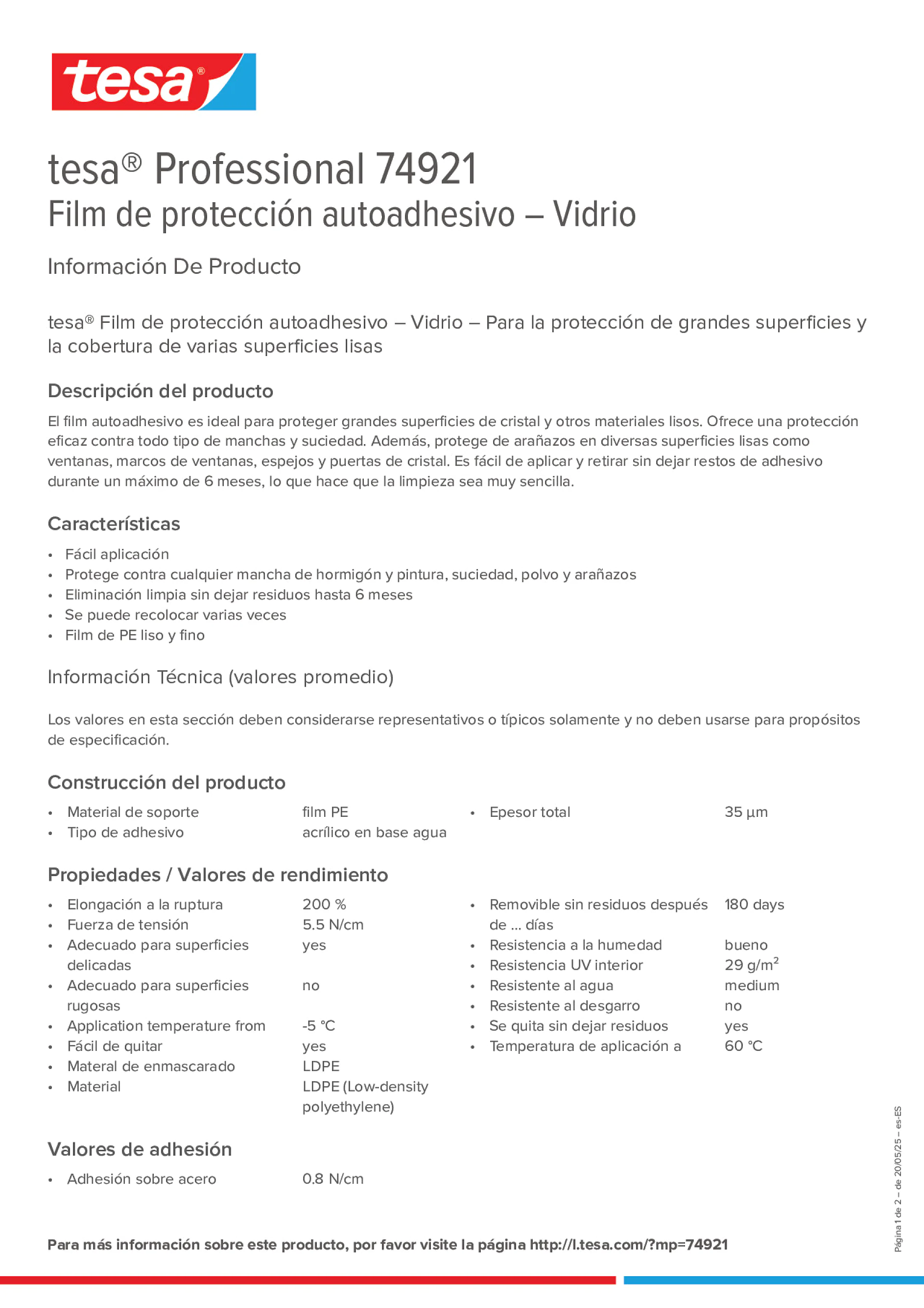 Product information_tesa® Professional 74921_es-ES