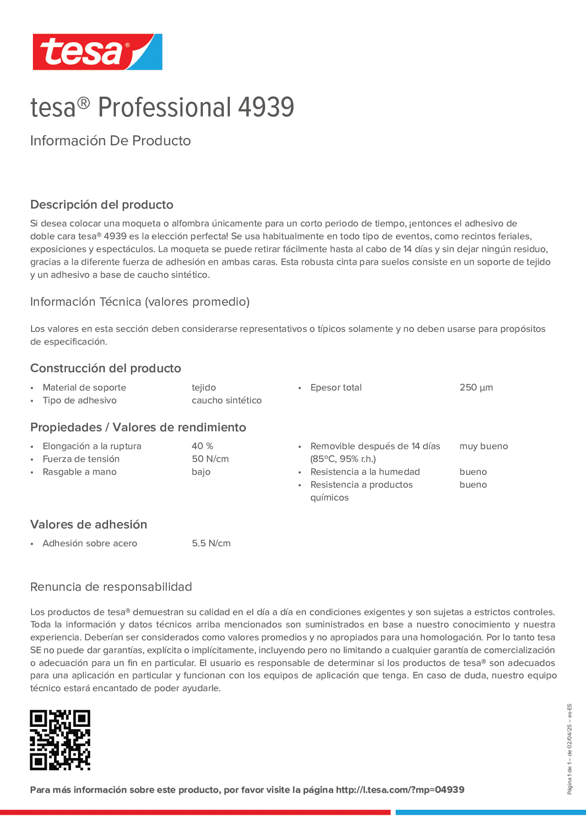 Product information_tesa® Professional 04939_es-ES