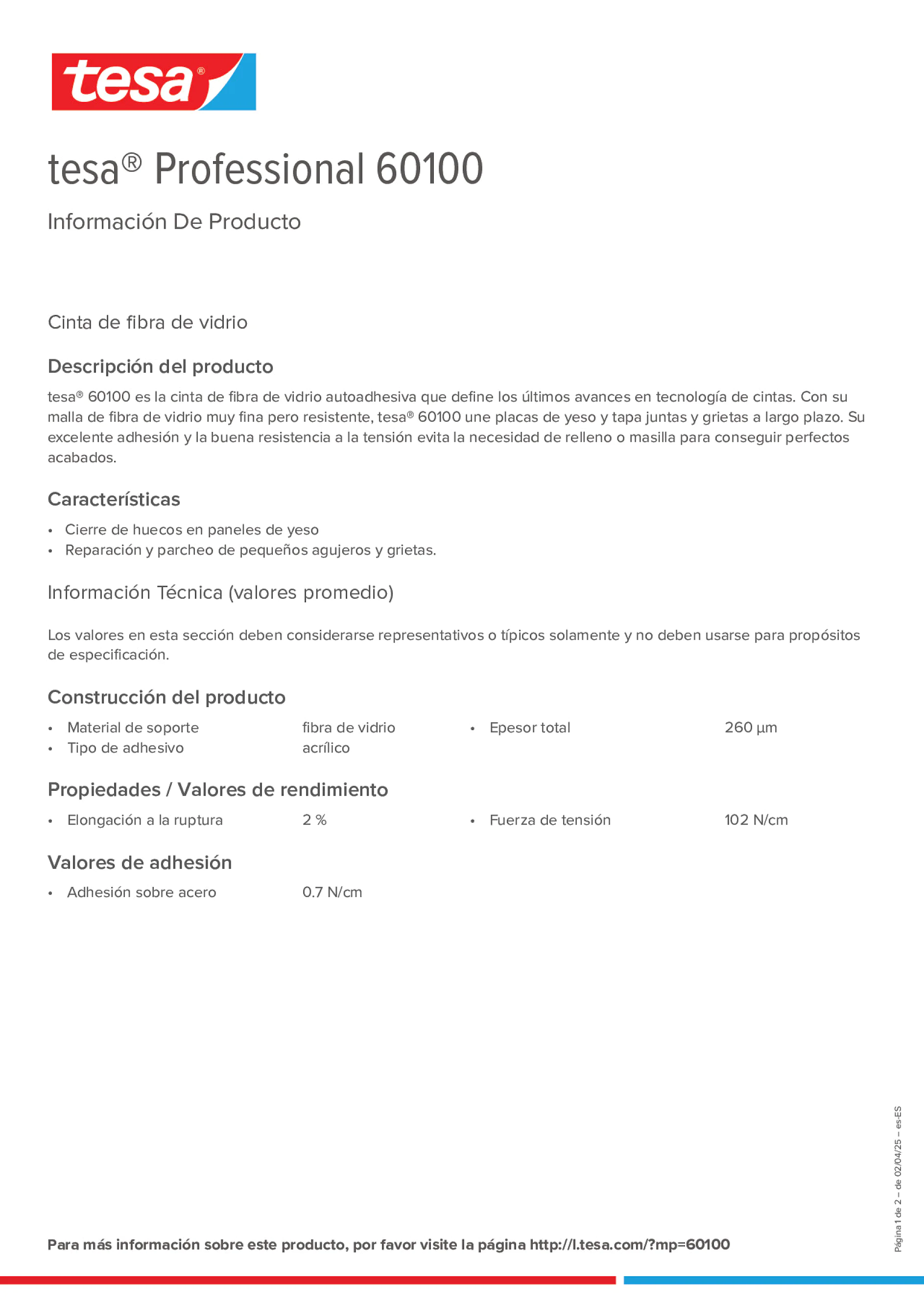 Product information_tesa® Professional 60100_es-ES
