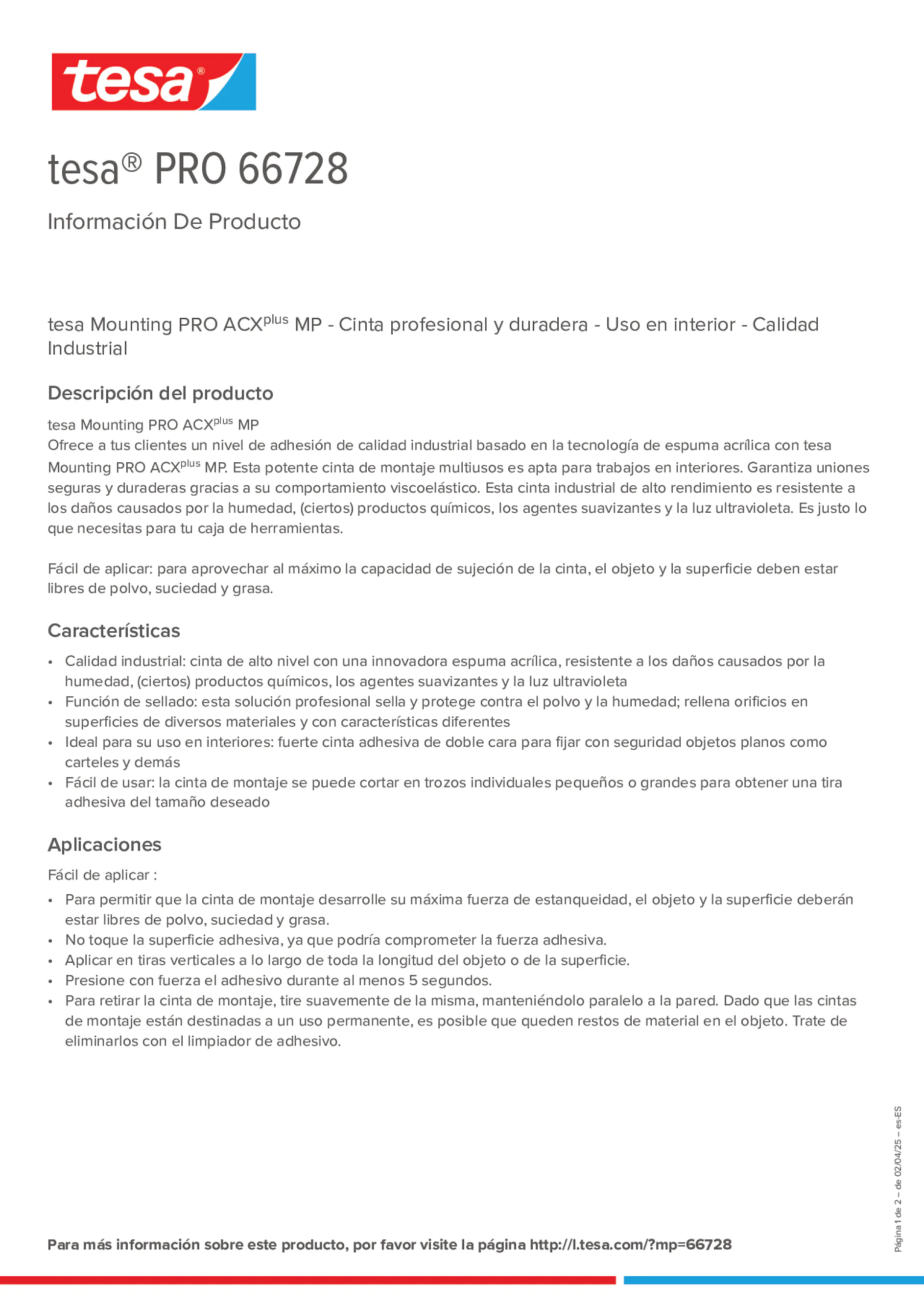 Product information_tesa® PRO 66728_es-ES