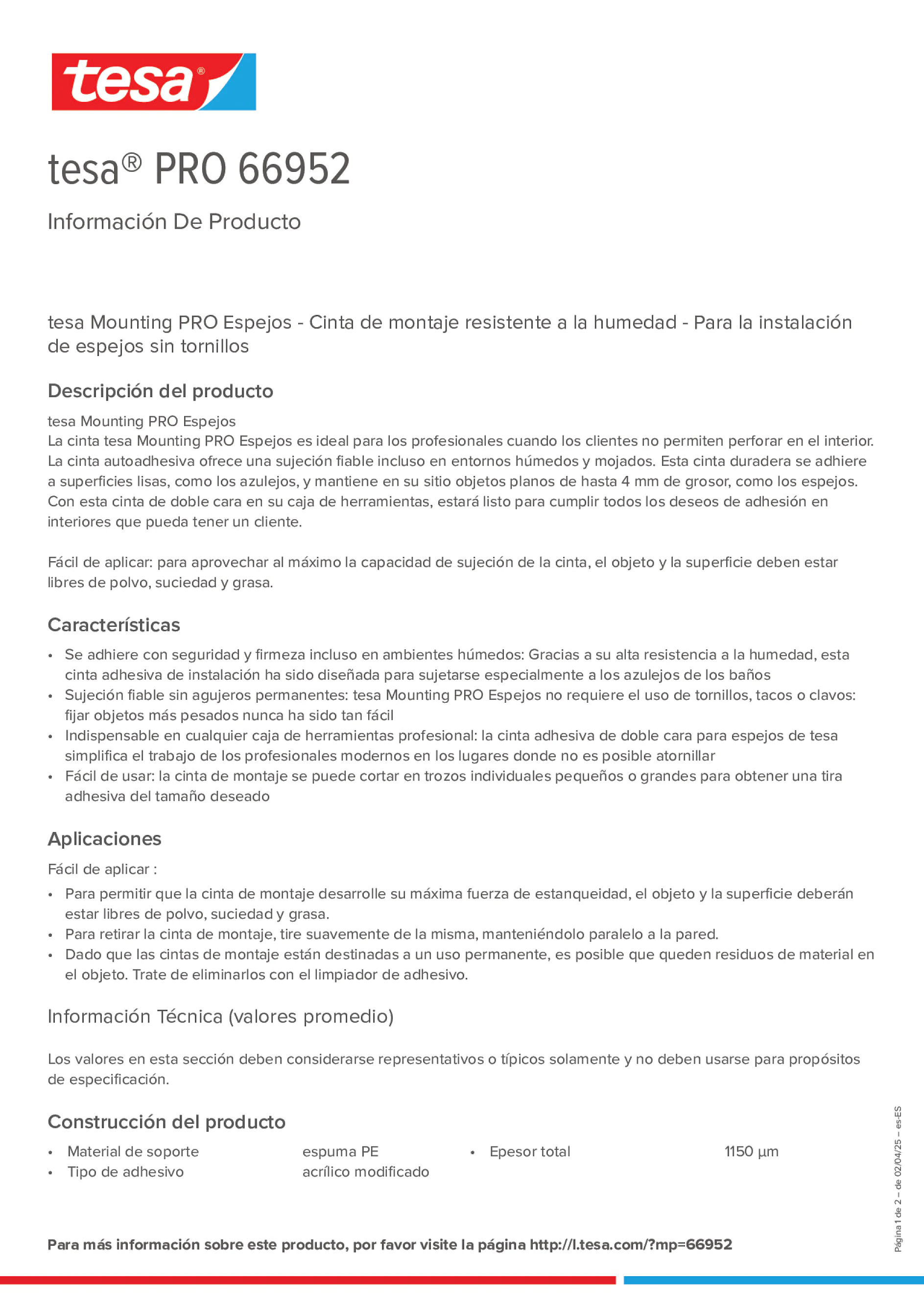 Product information_tesa® PRO 66952_es-ES