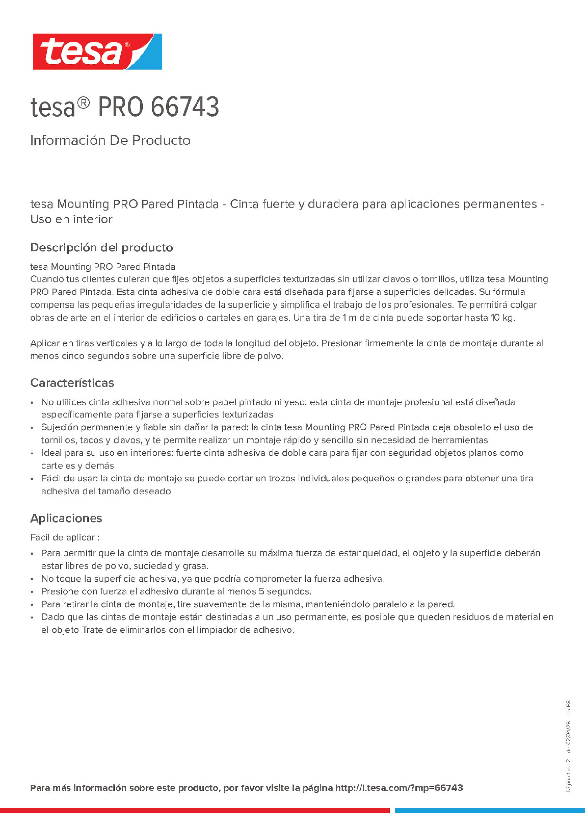 Product information_tesa® PRO 66743_es-ES