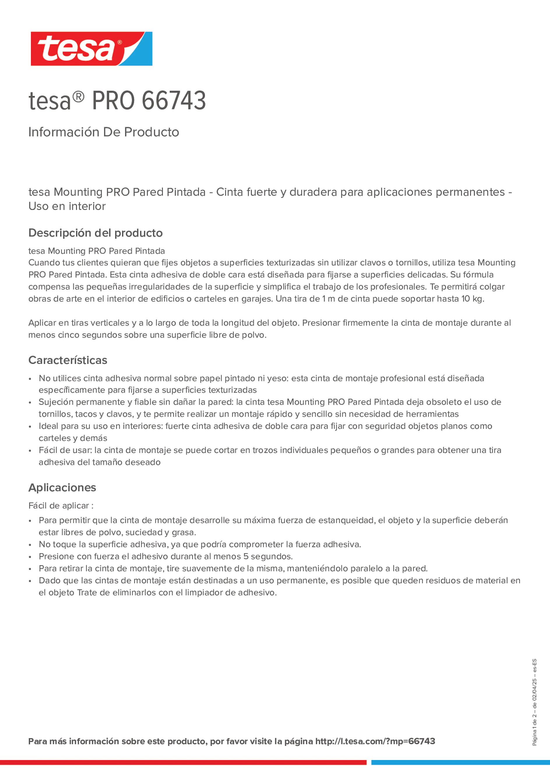 Product information_tesa® PRO 66743_es-ES