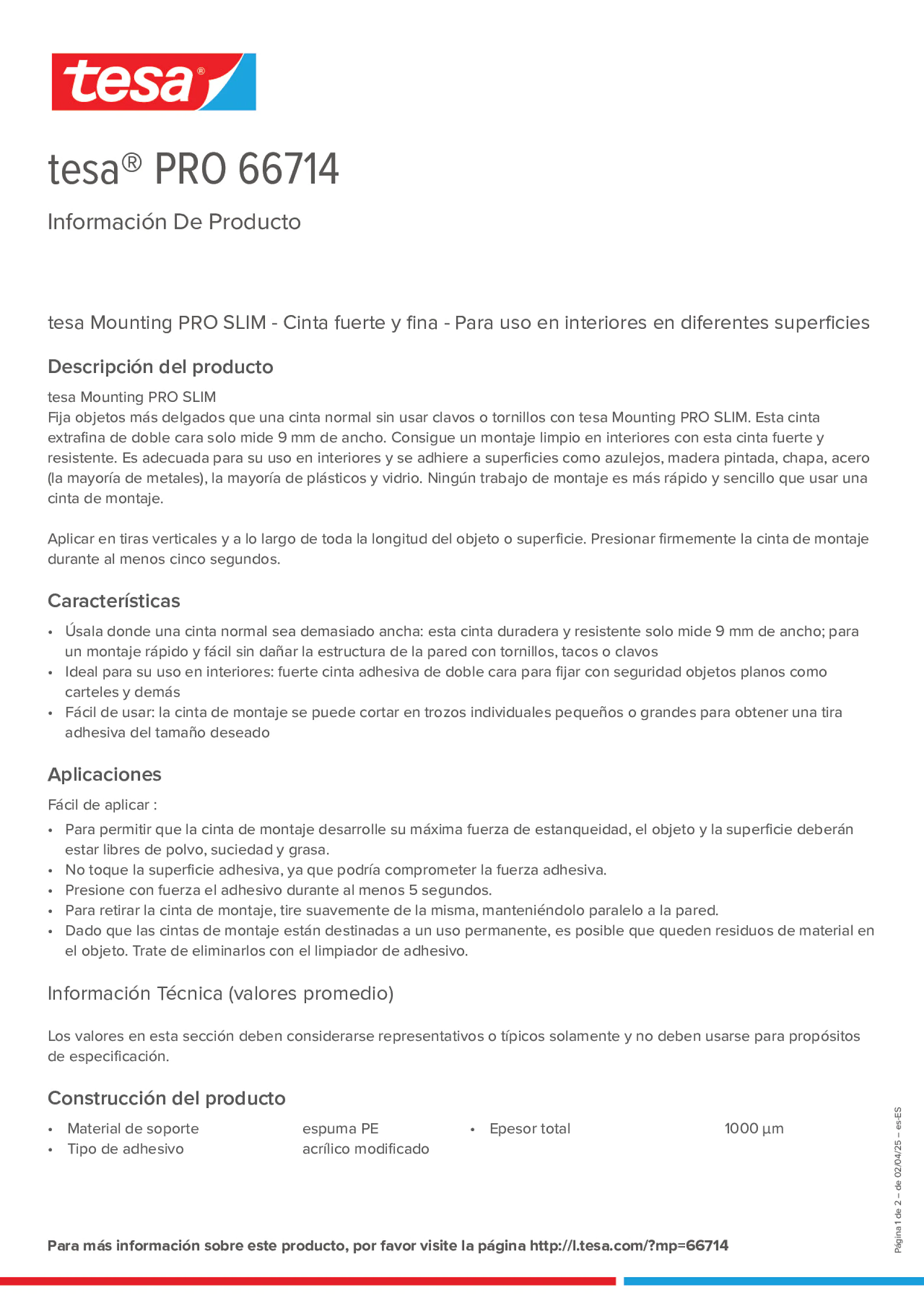 Product information_tesa® PRO 66714_es-ES