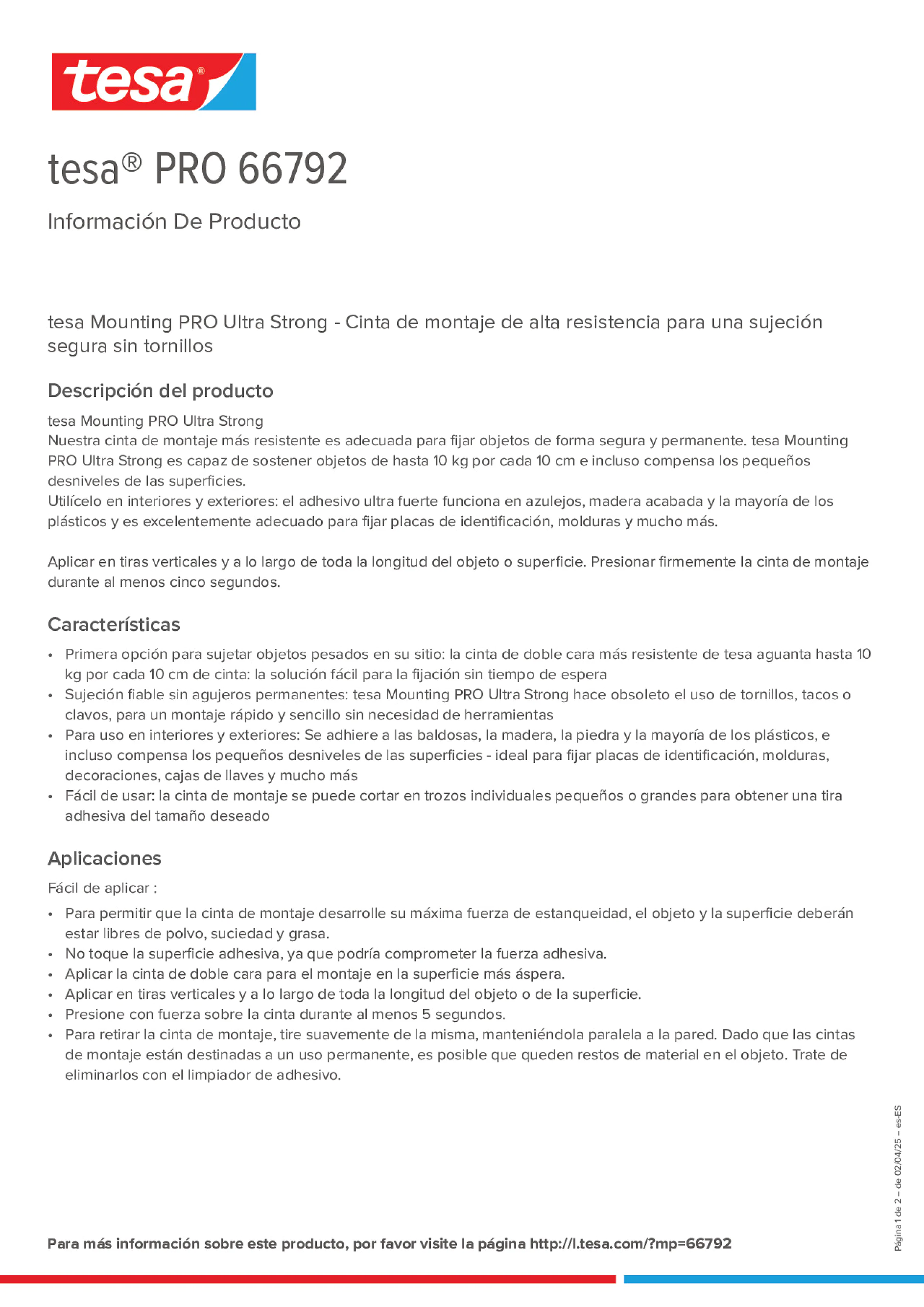 Product information_tesa® PRO 66792_es-ES