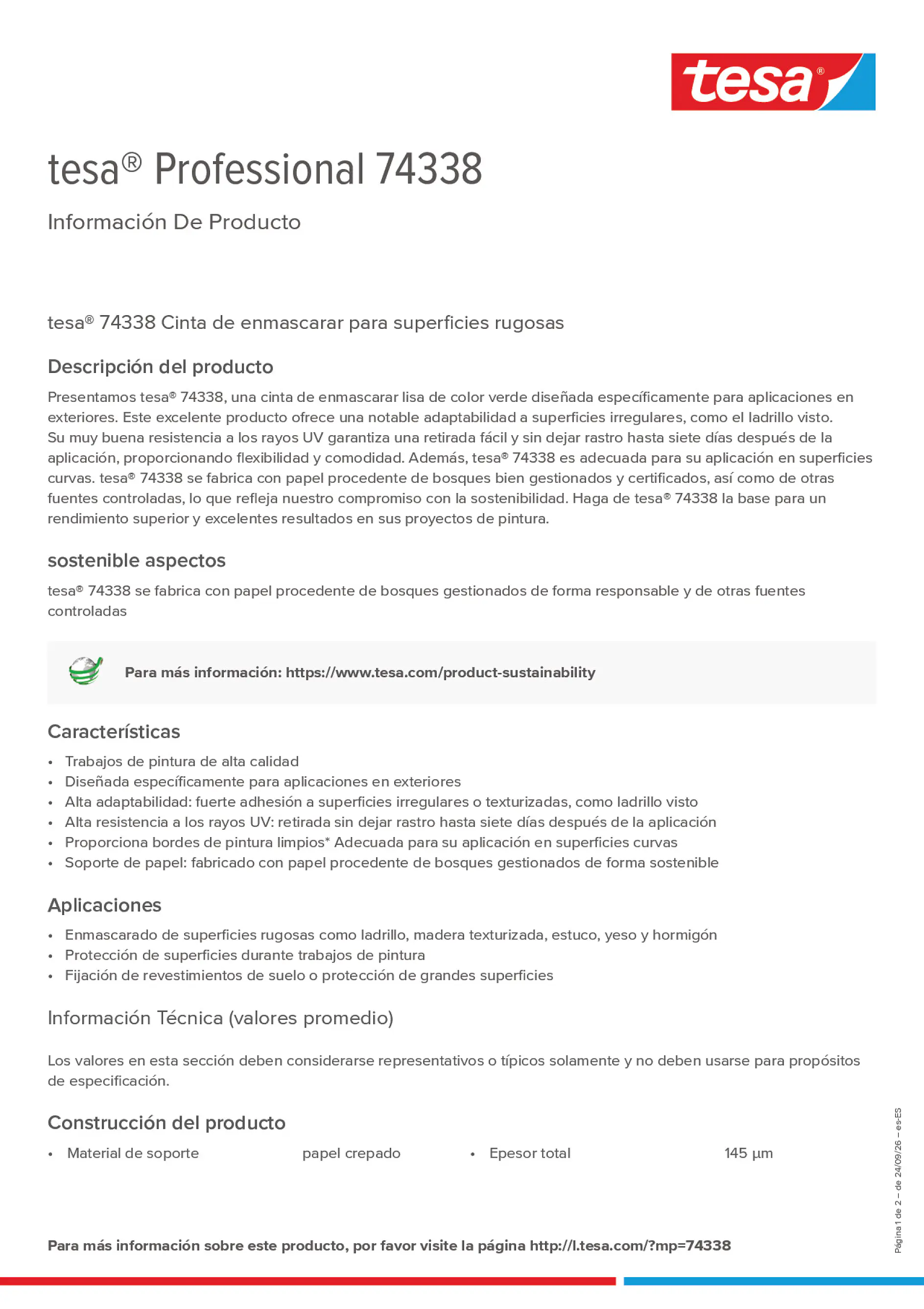 Product information_tesa® Professional 74338_es-ES