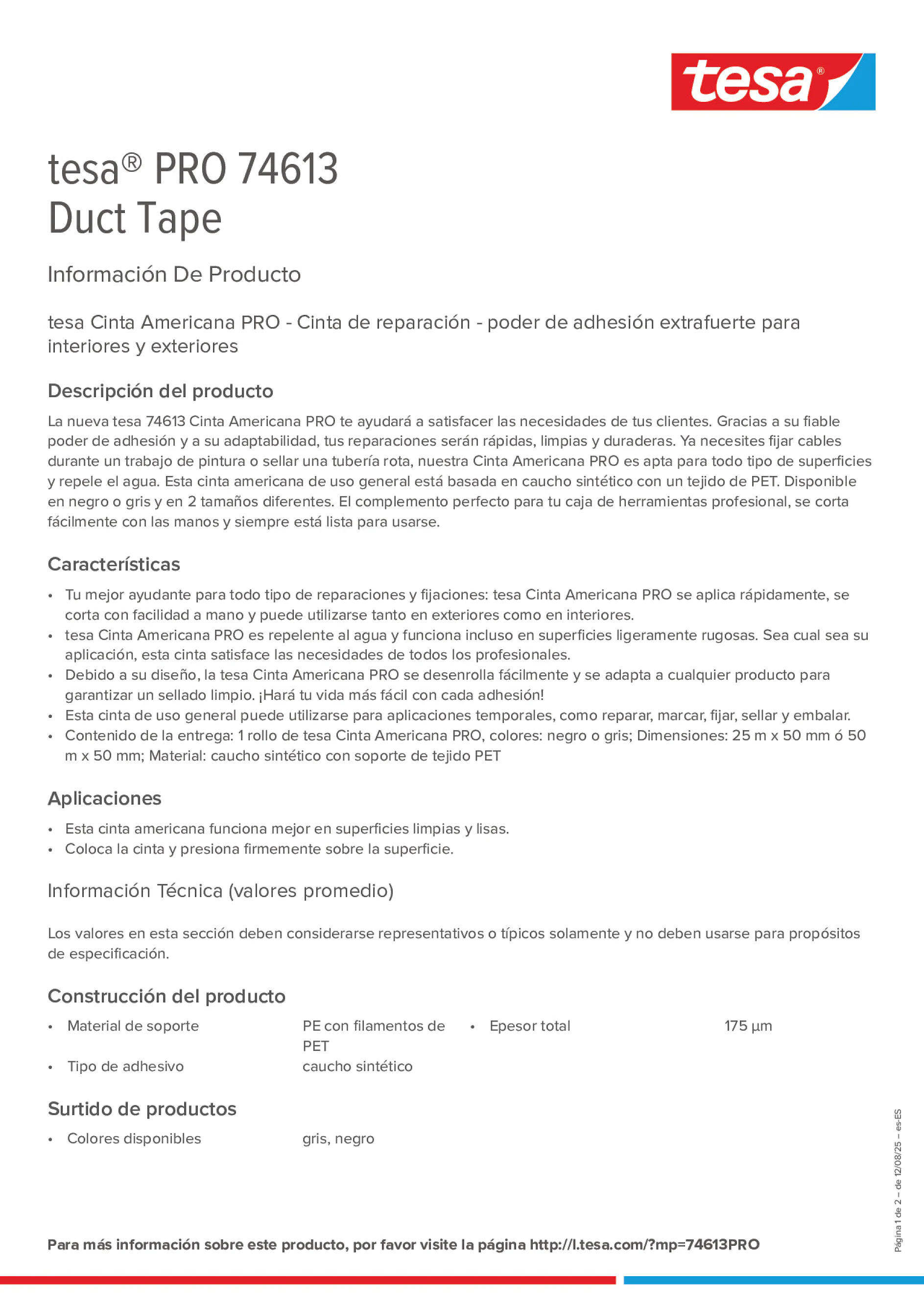 Product information_tesa® PRO 74613_es-ES