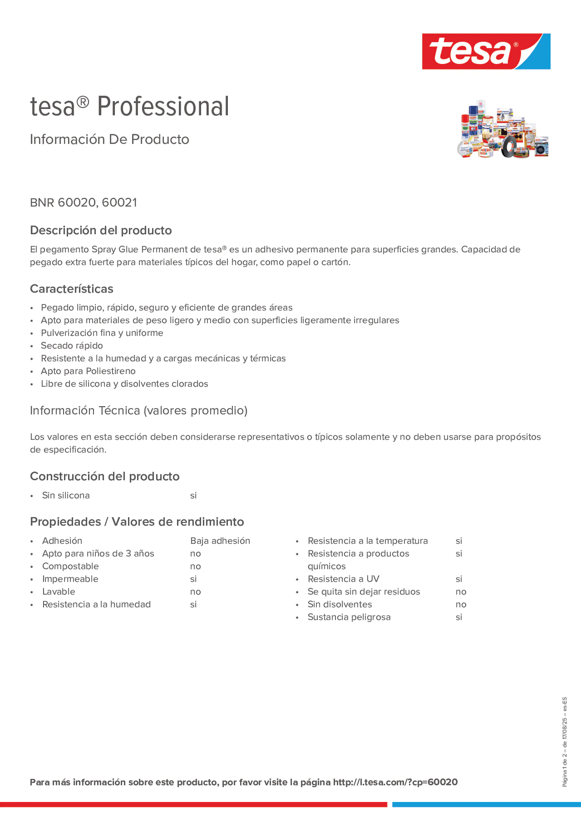 Product information_tesa® Professional 60020 / 60021_es-ES