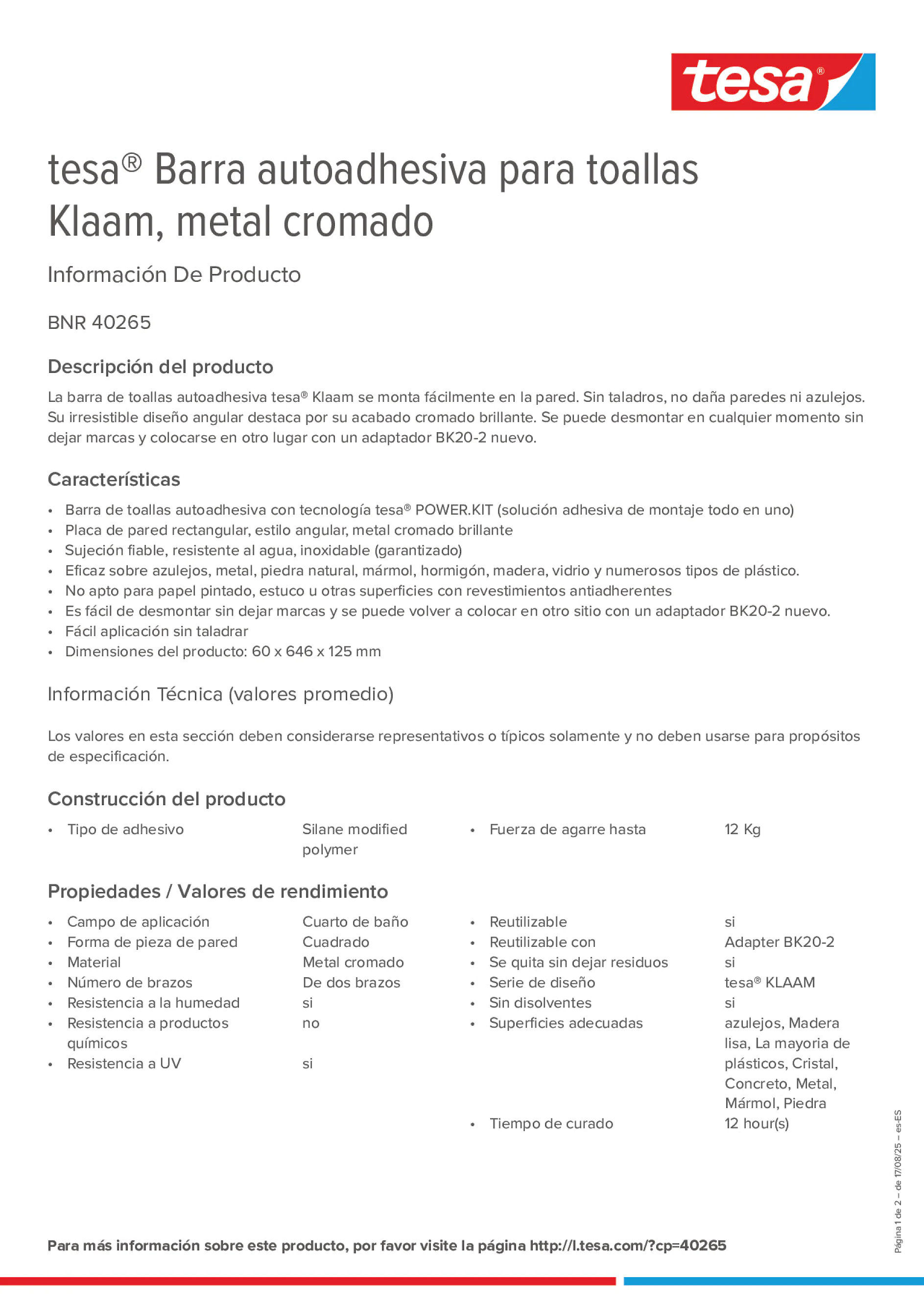 Product information_tesa® 40265_es-ES