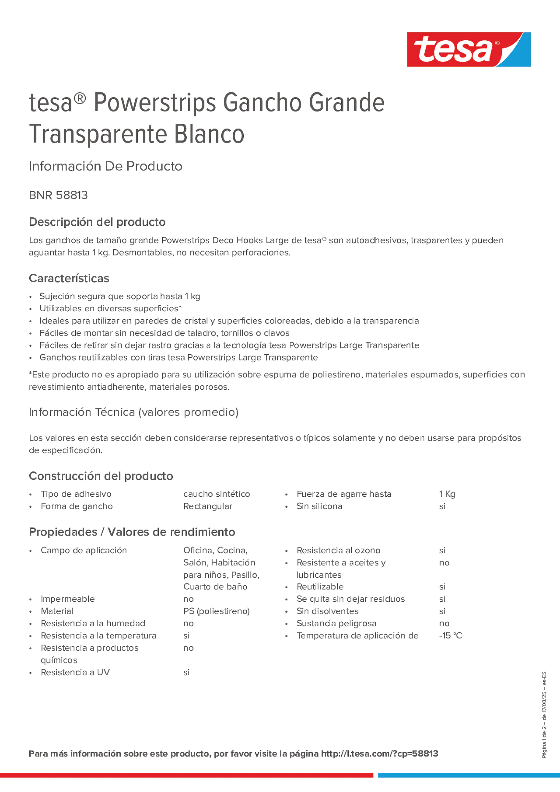 Product information_tesa® Powerstrips 58813_es-ES