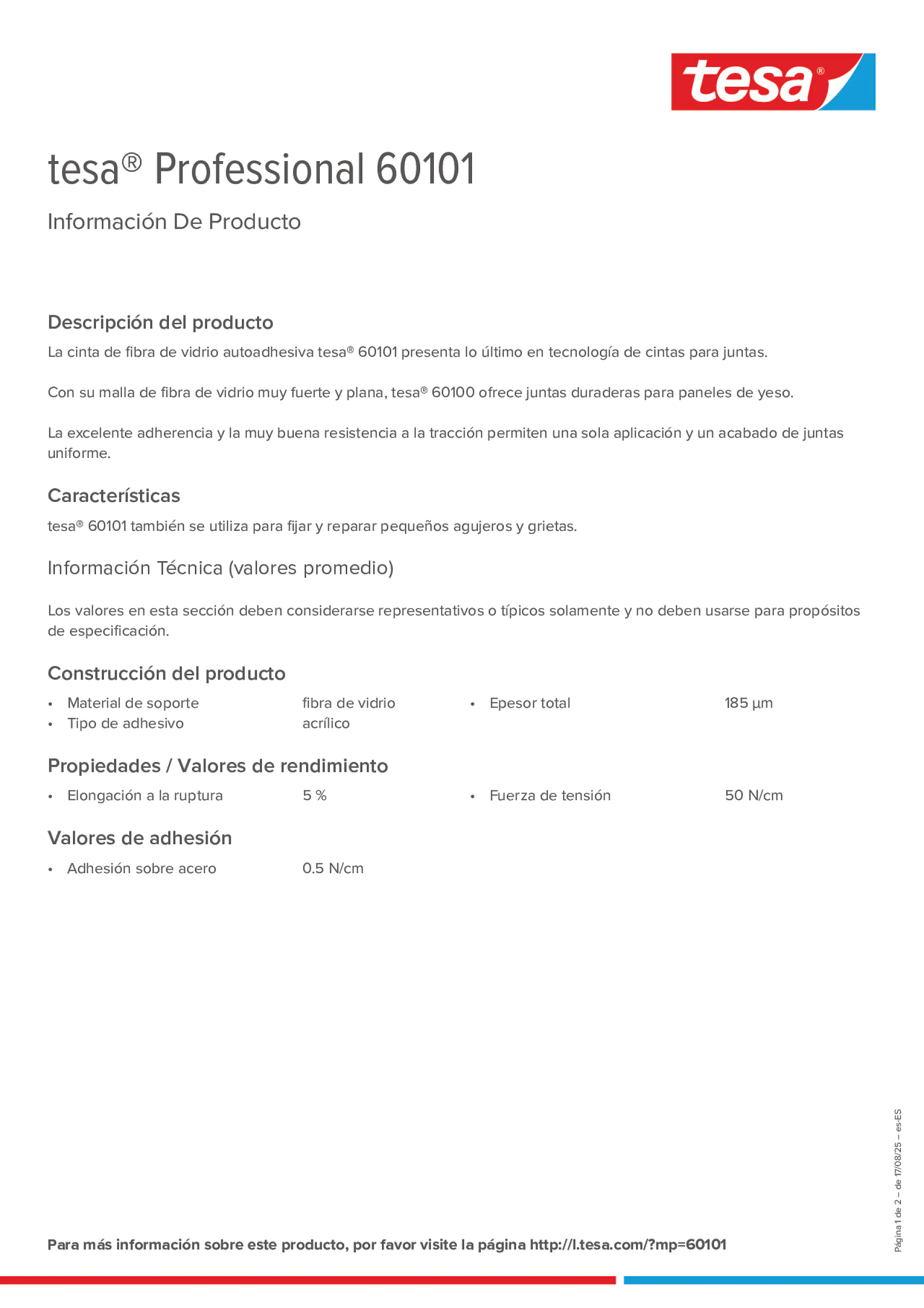 Product information_tesa® Professional 60101_es-ES