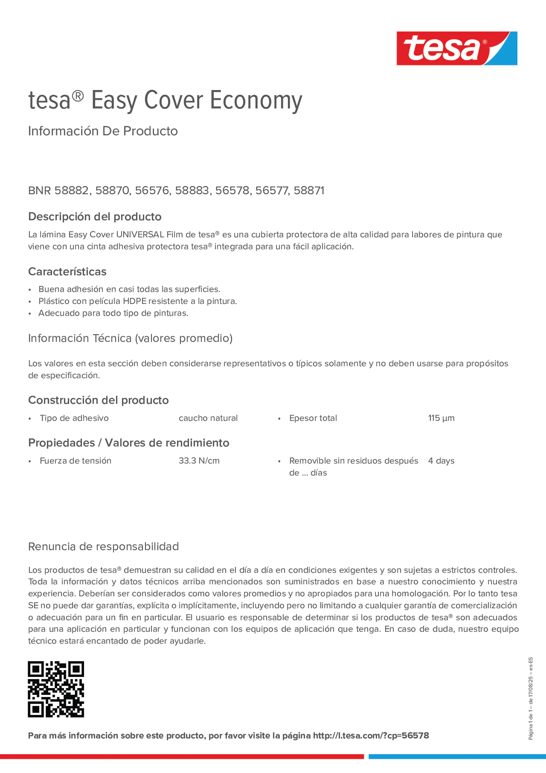 Product information_tesa® Easy Cover 58882_es-ES