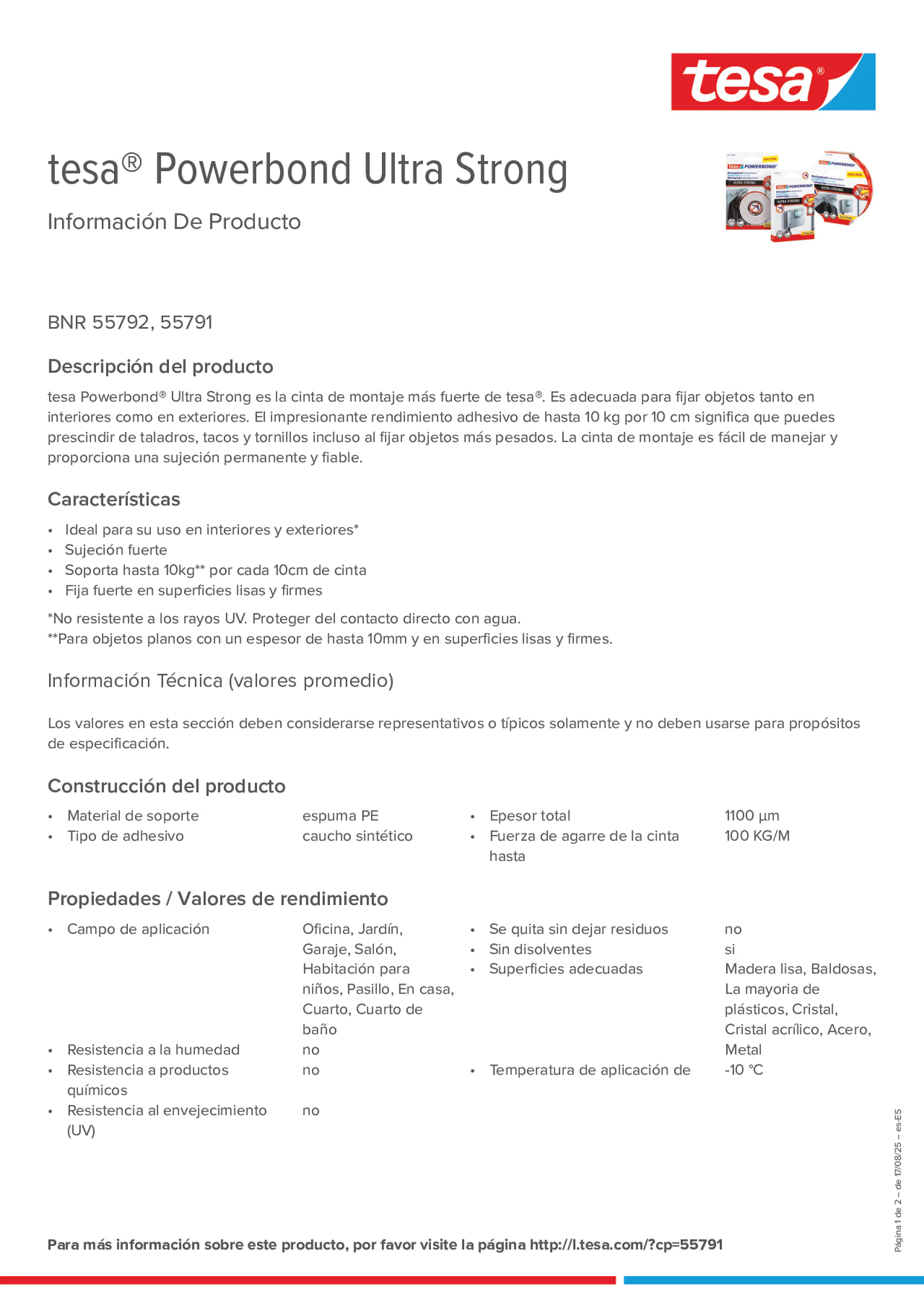 Product information_tesa® Powerbond 55791_es-ES
