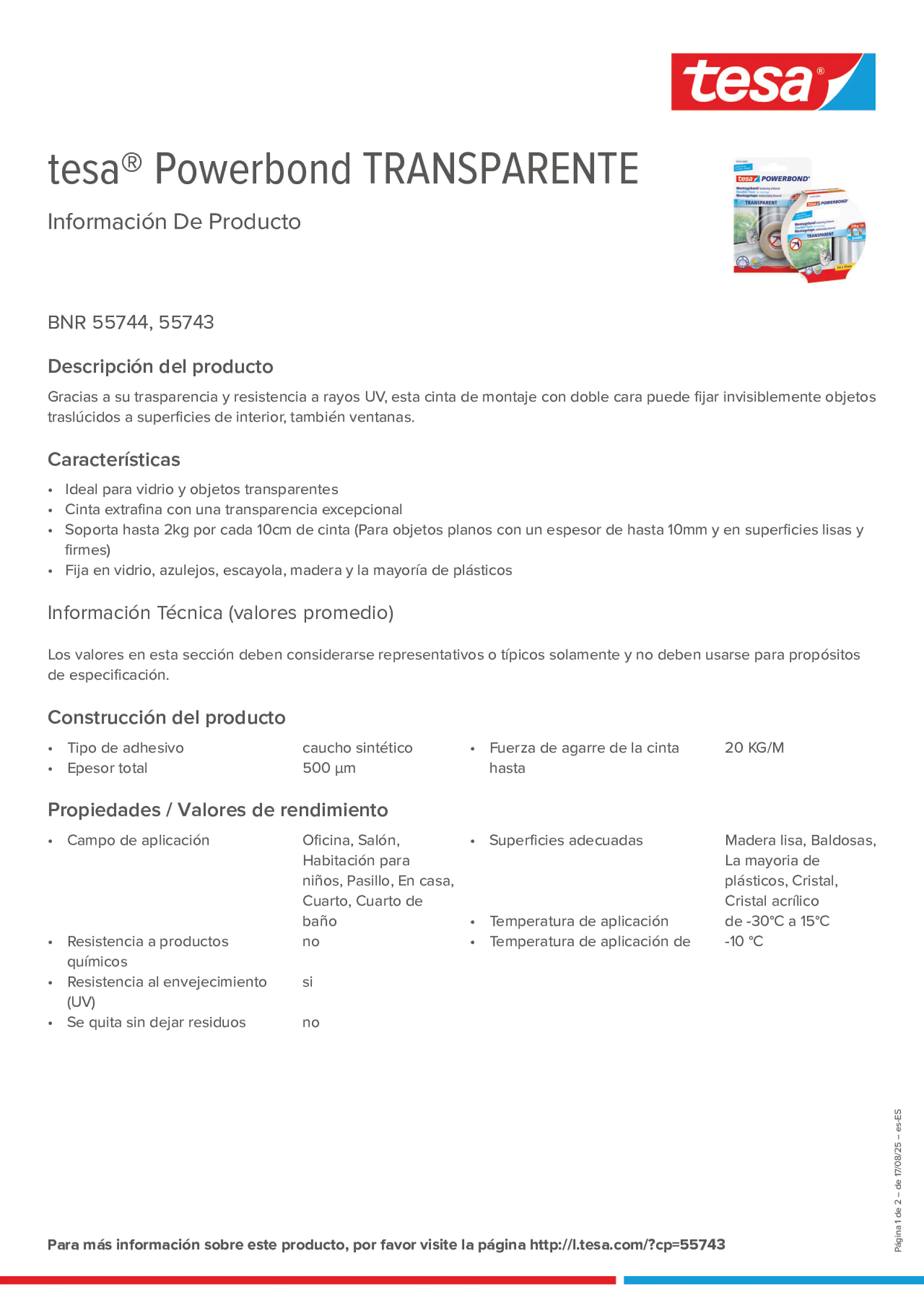 Product information_tesa® Powerbond 55744_es-ES