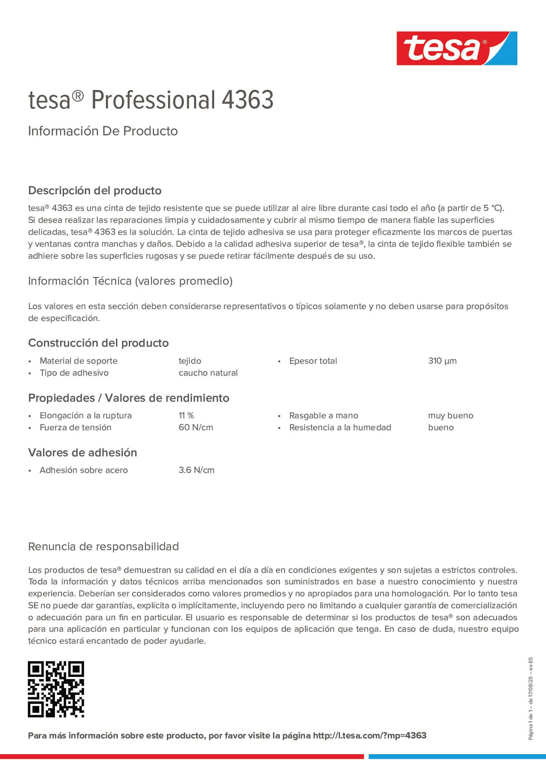 Product information_tesa® Professional 04363_es-ES