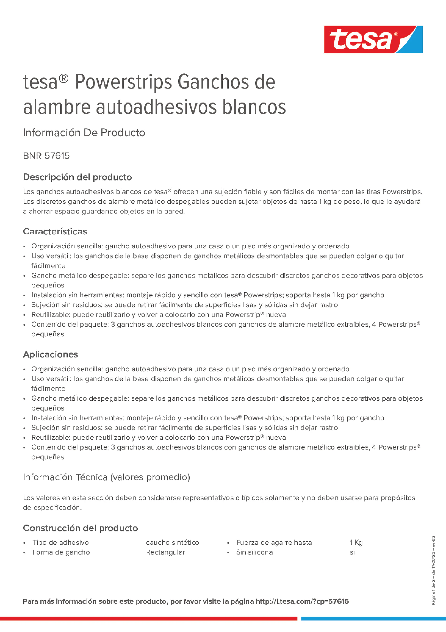 Product information_tesa® Powerstrips 57615_es-ES