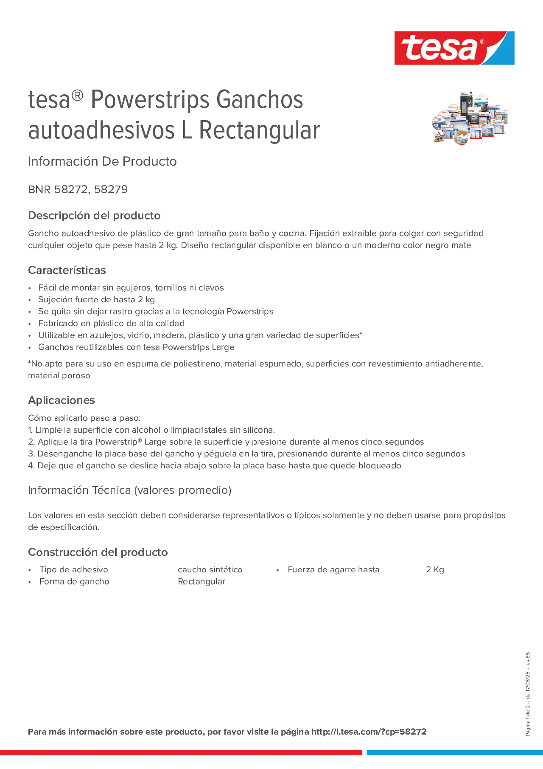 Product information_tesa® Powerstrips 58272_es-ES
