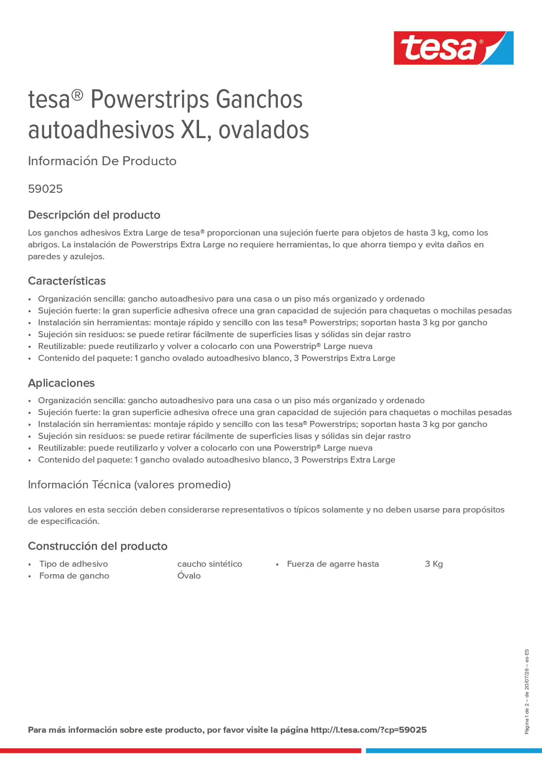 Product information_tesa® Powerstrips 59025_es-ES