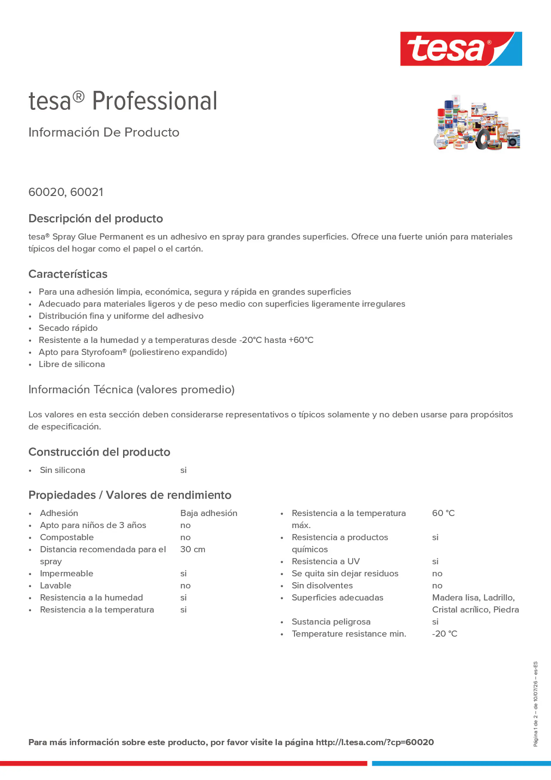 Product information_tesa® Professional 60020_es-ES