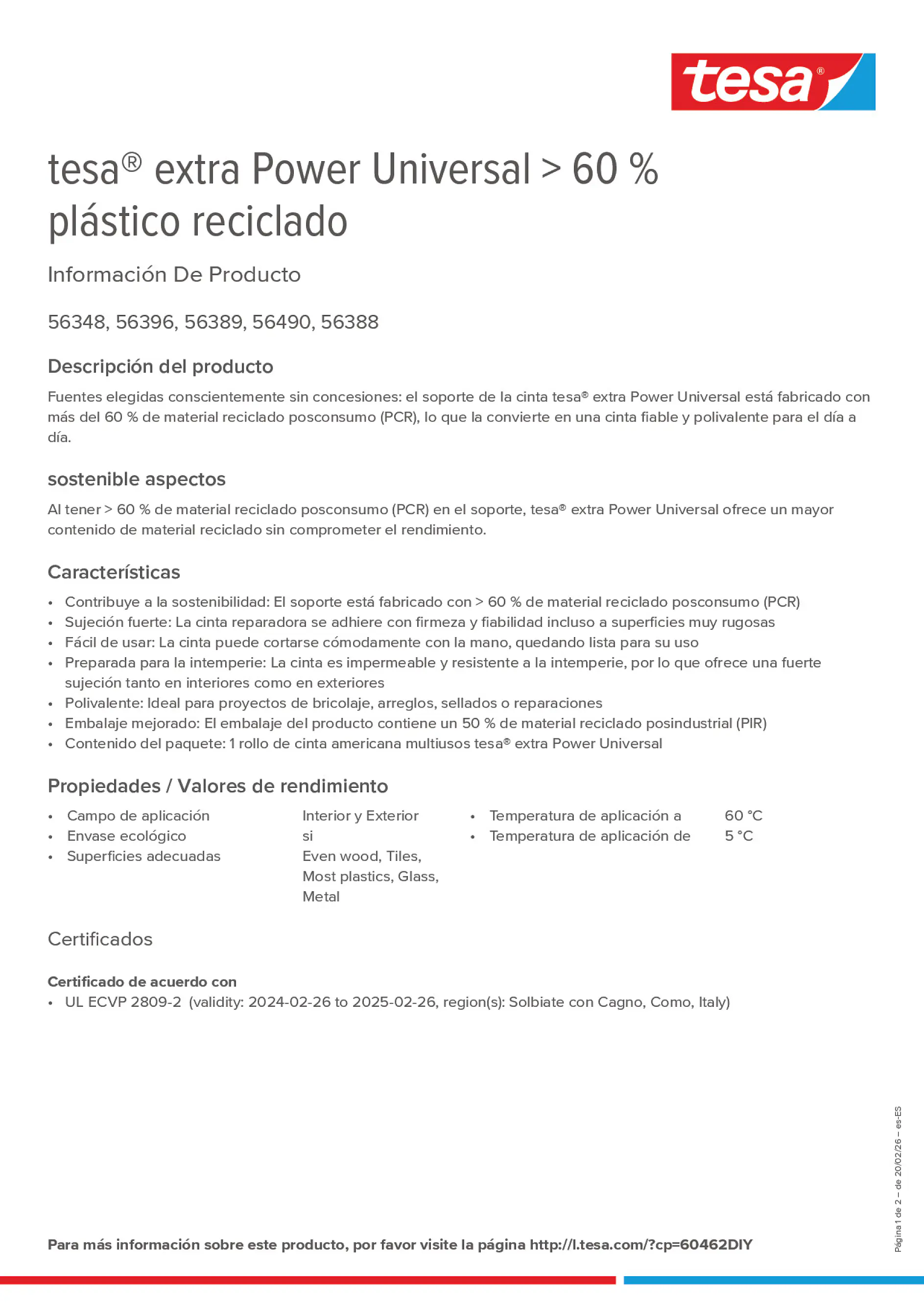 Product information_tesa® extra Power 60462DIY_es-ES