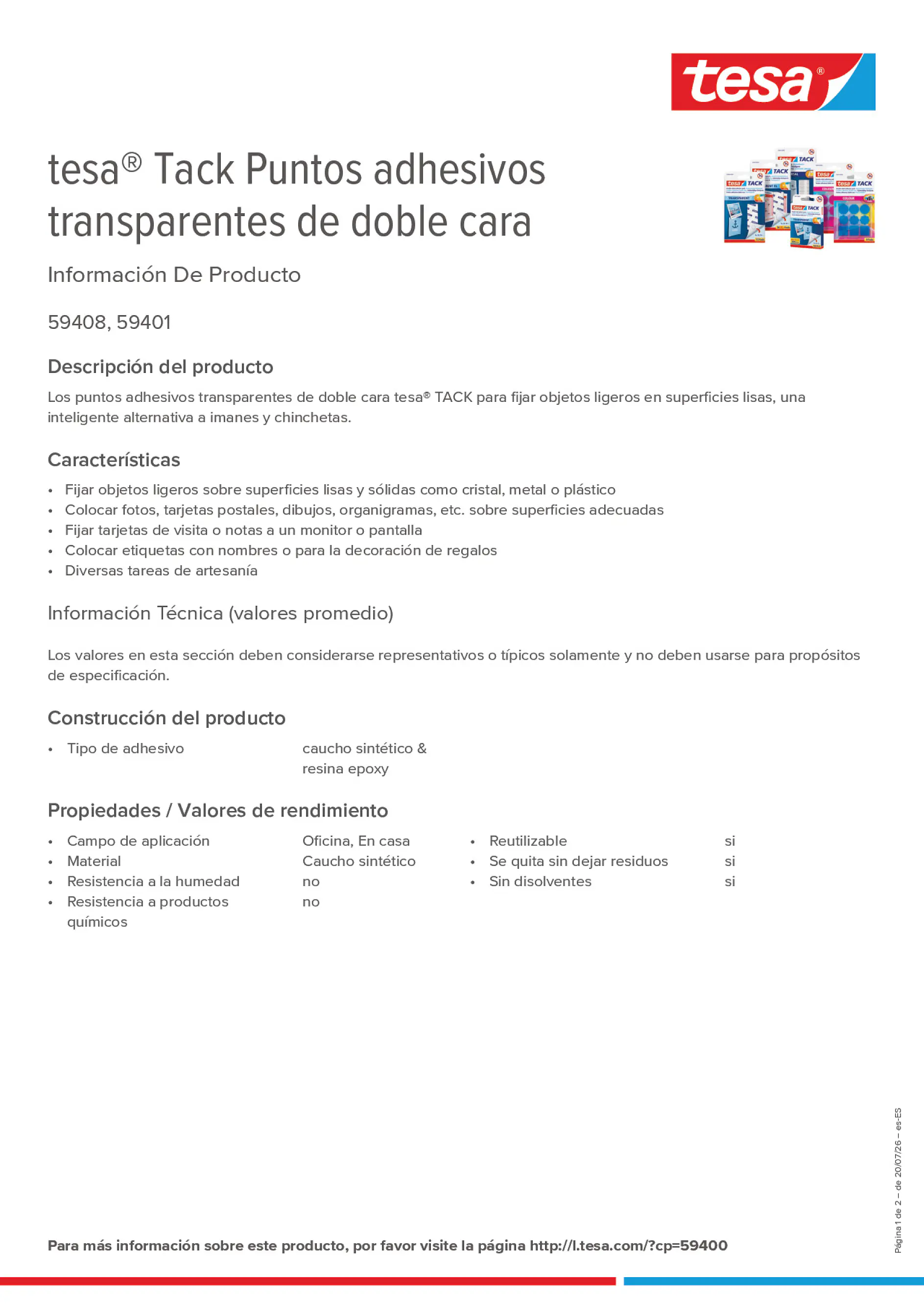 Product information_tesa® Tack 59400_es-ES