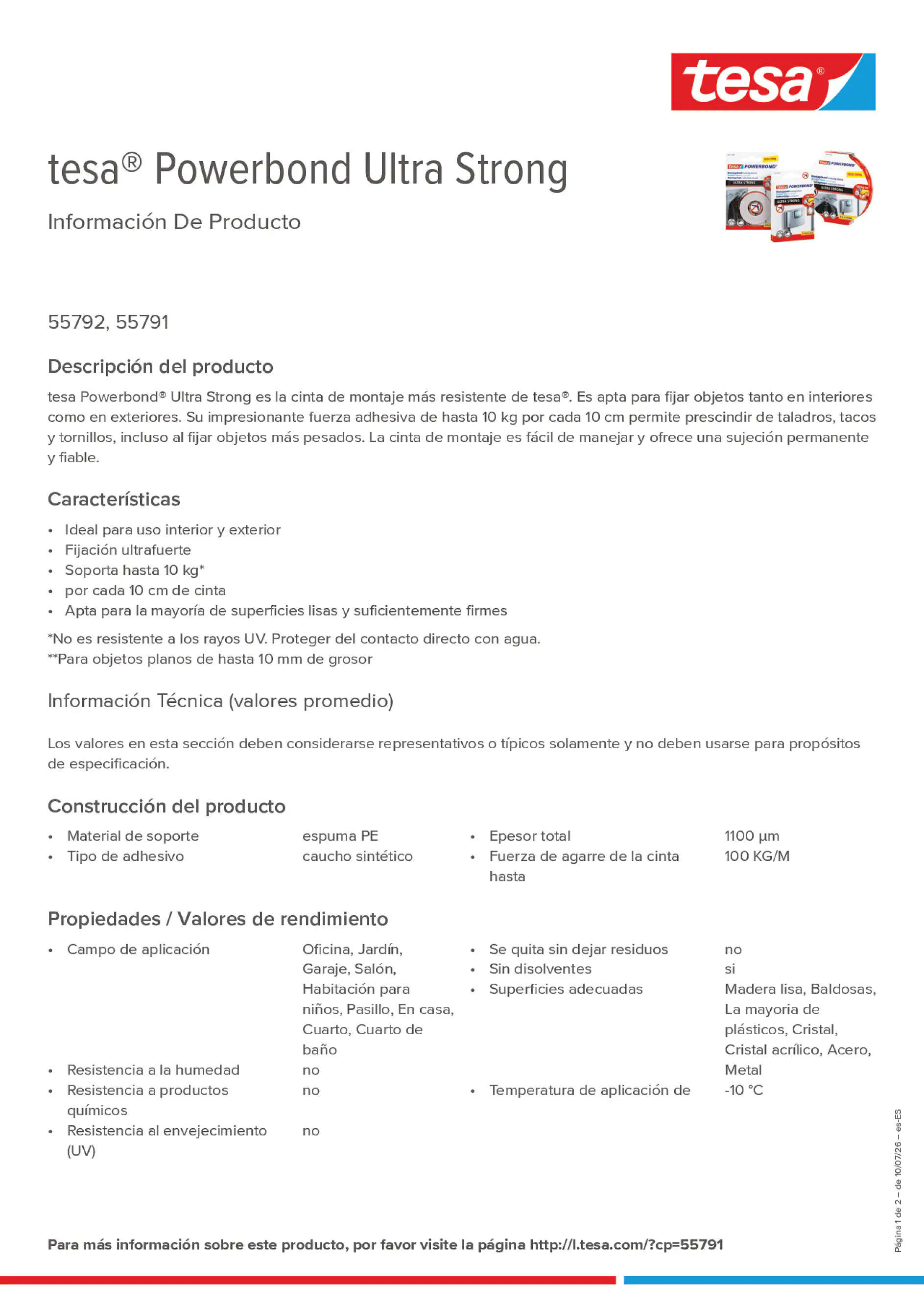 Product information_tesa® Powerbond 55791_es-ES