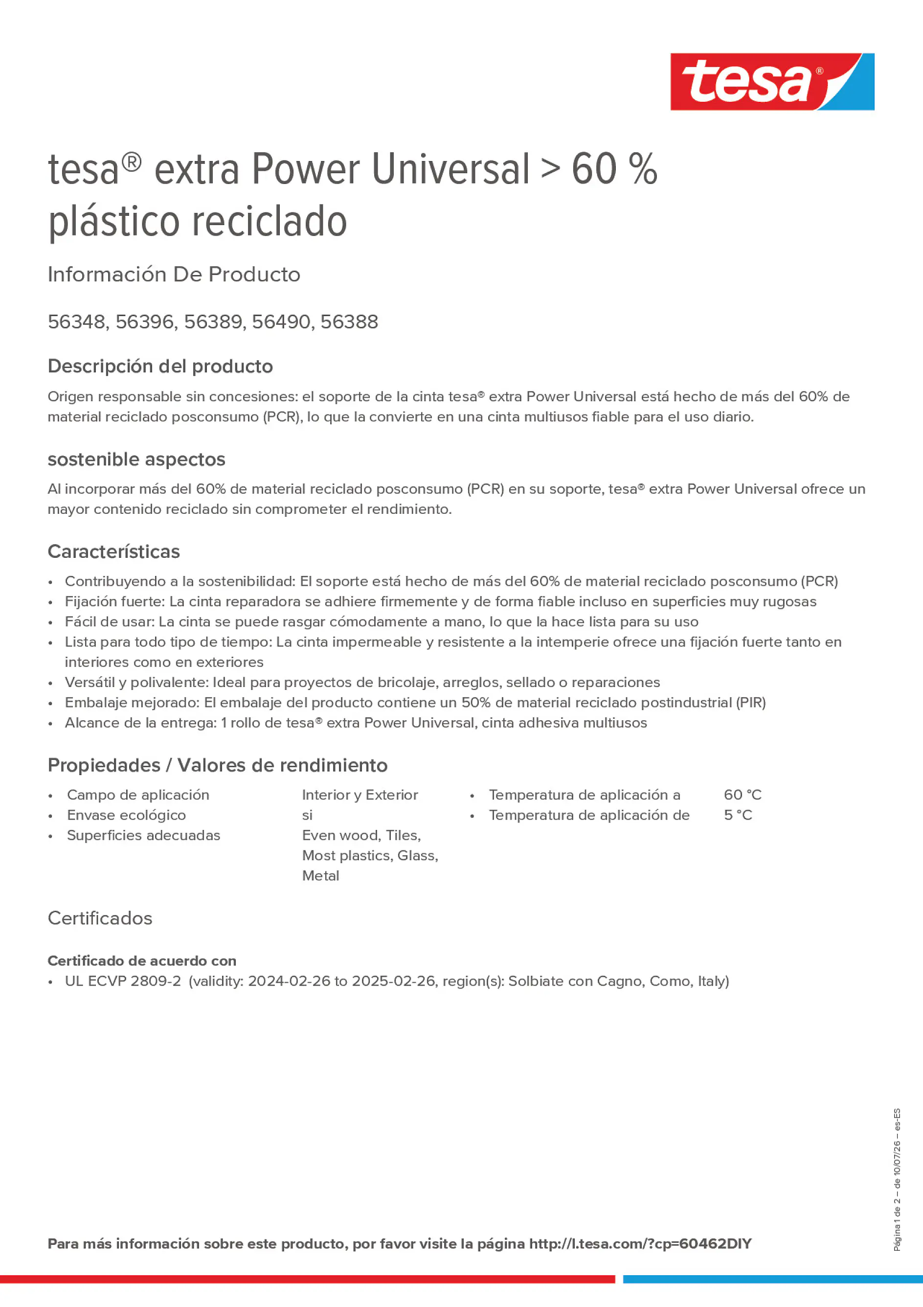 Product information_tesa® extra Power 60462DIY_es-ES