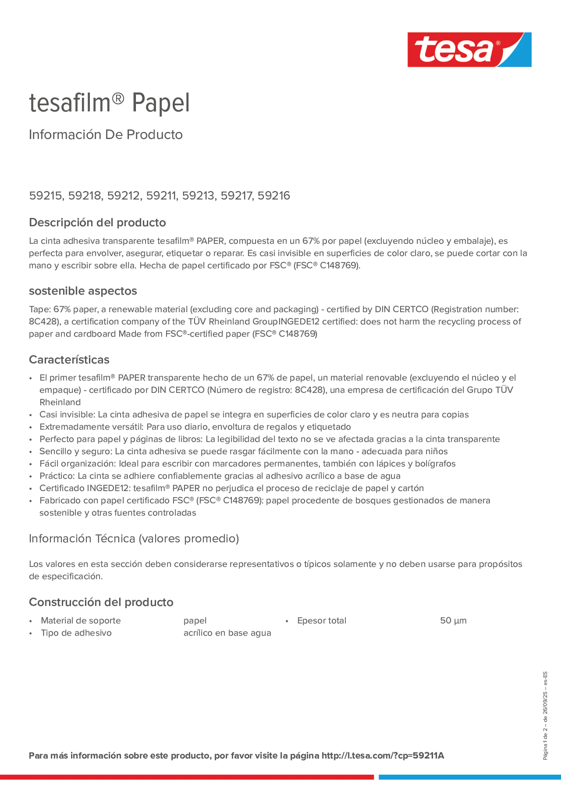 Product information_tesafilm® 59215_es-ES