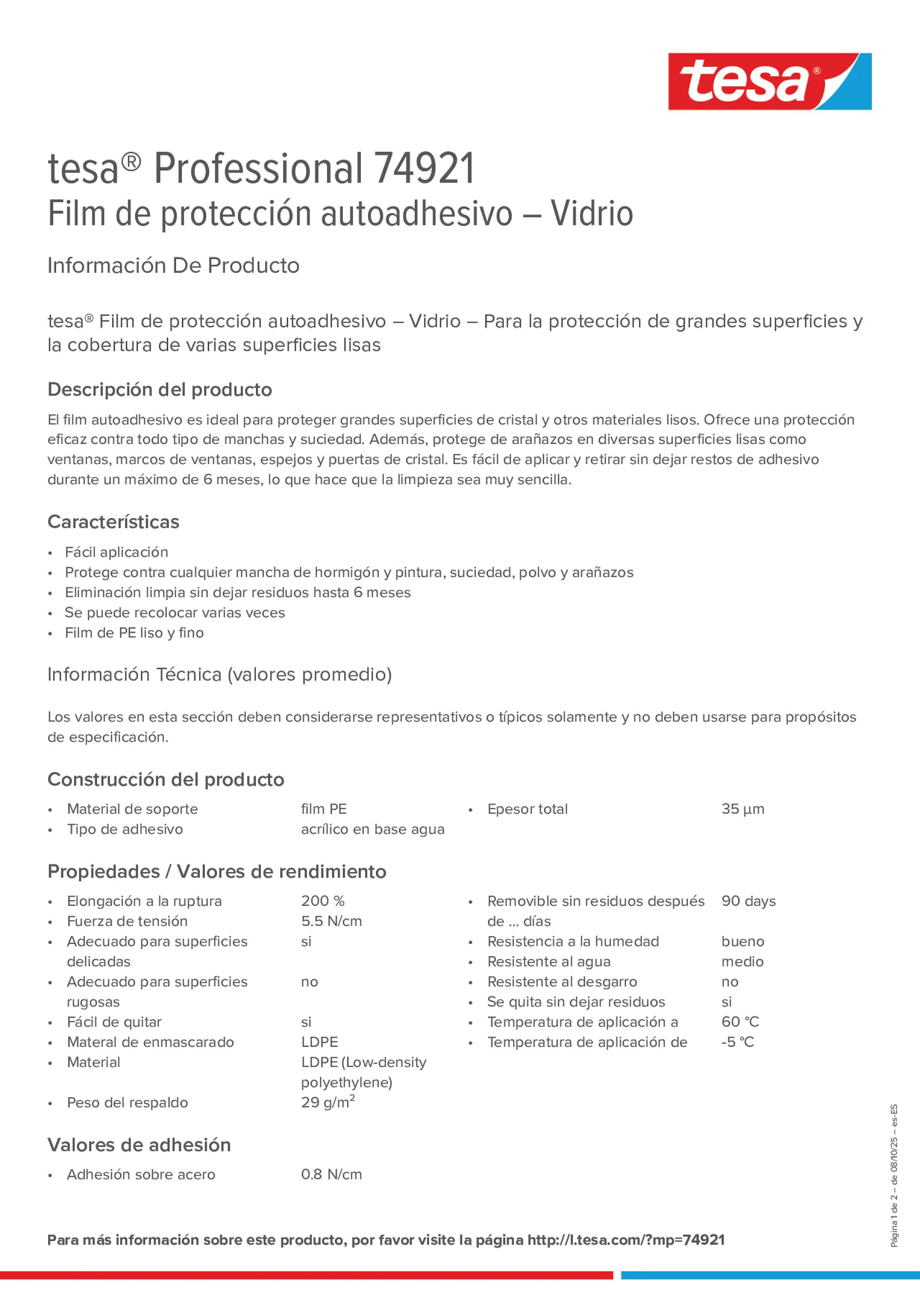 Product information_tesa® Professional 74921_es-ES