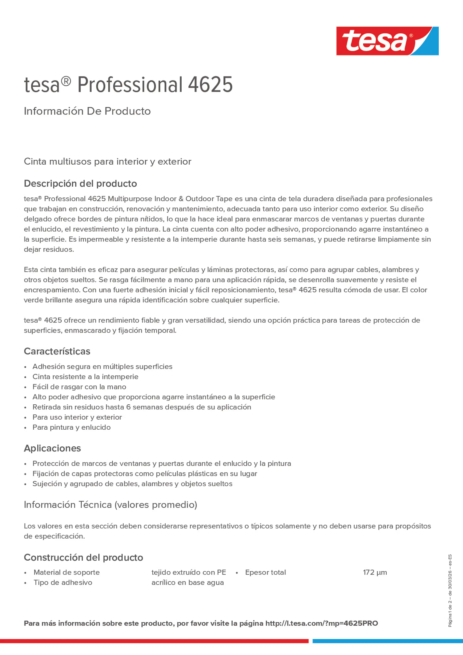 Product information_tesa® Professional 04625_es-ES